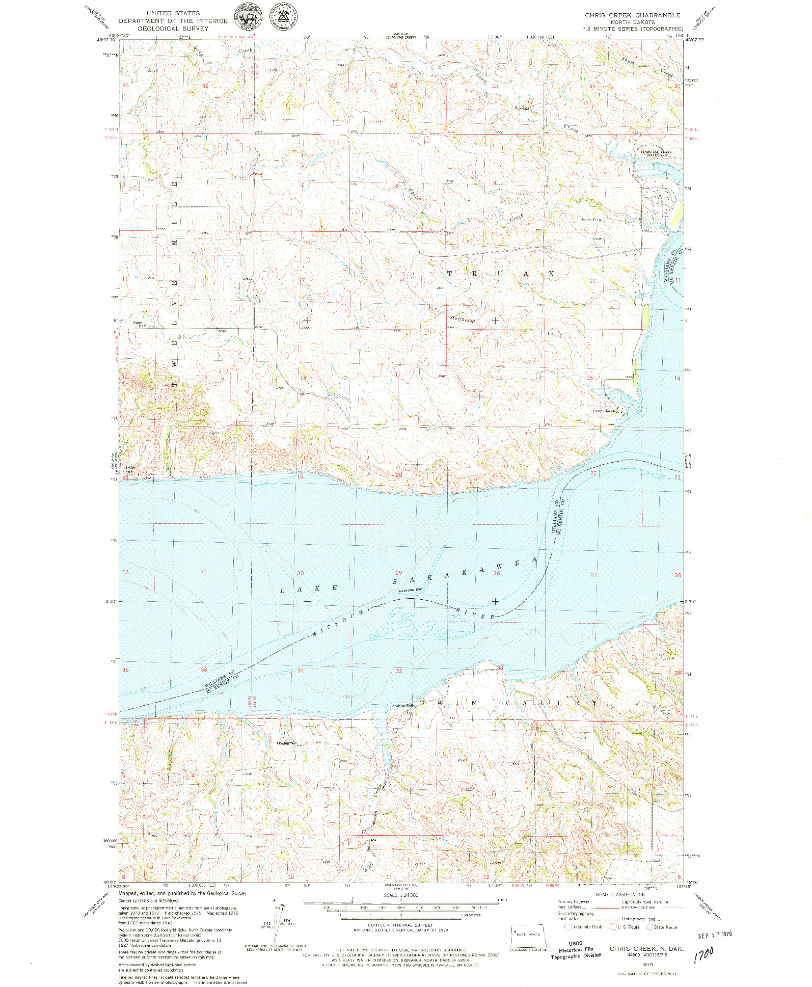 USGS 1:24000-SCALE QUADRANGLE FOR CHRIS CREEK, ND 1979