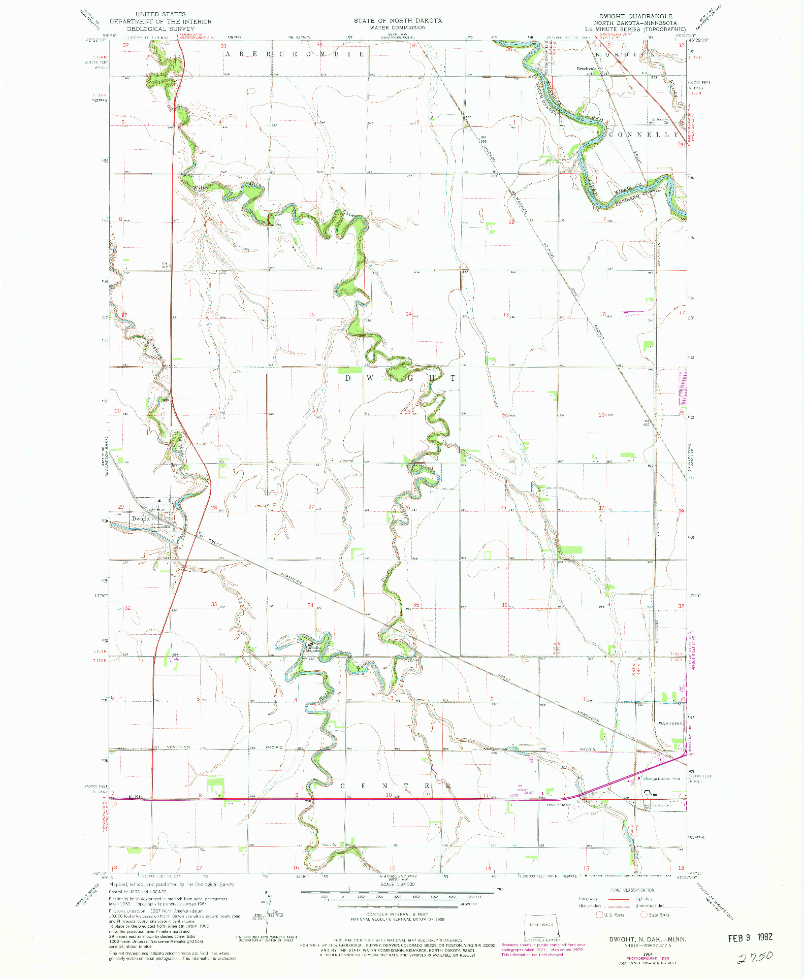 USGS 1:24000-SCALE QUADRANGLE FOR DWIGHT, ND 1964