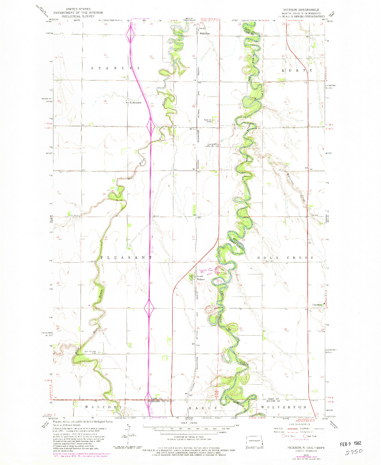 USGS 1:24000-SCALE QUADRANGLE FOR HICKSON, ND 1959