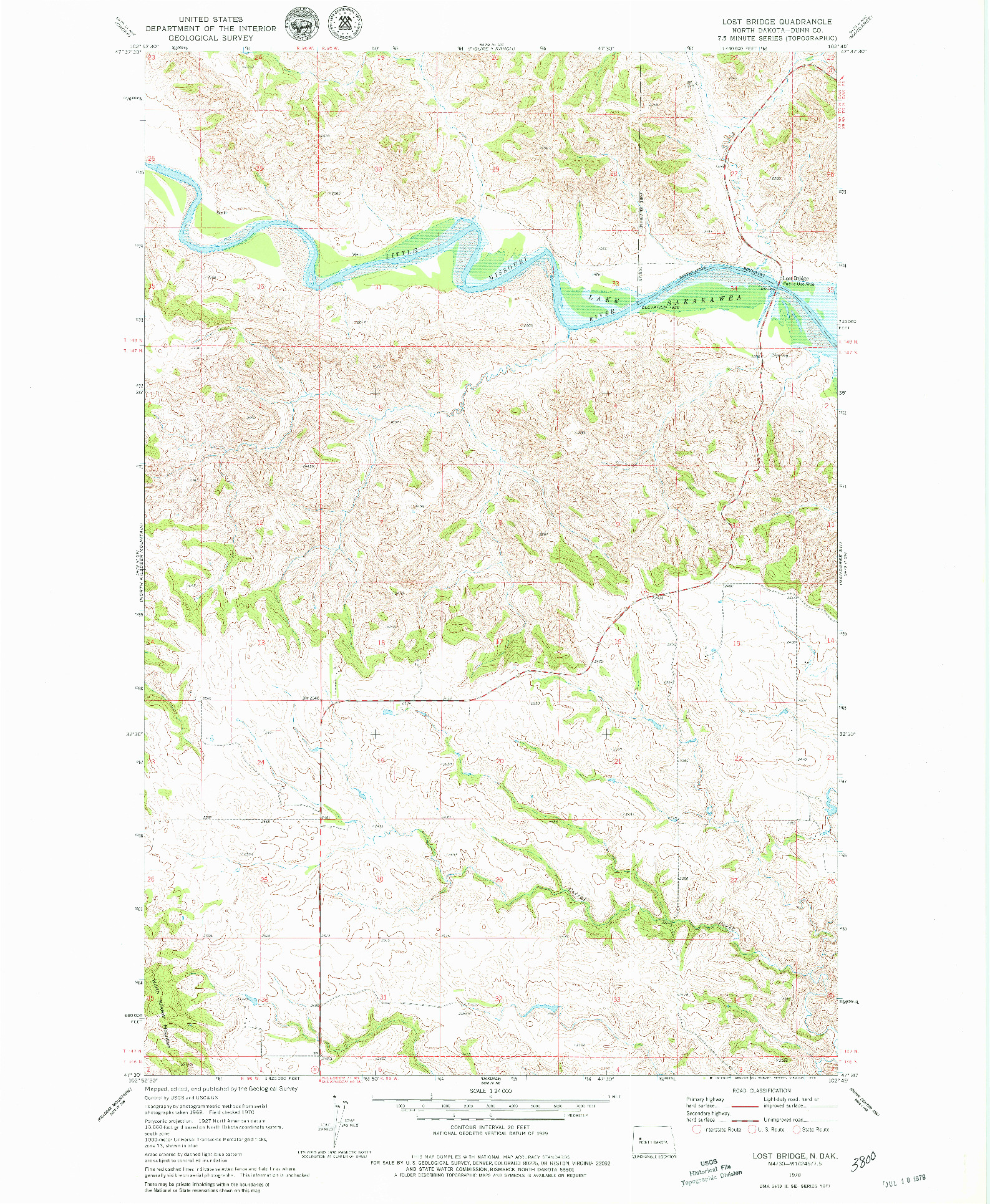 USGS 1:24000-SCALE QUADRANGLE FOR LOST BRIDGE, ND 1970