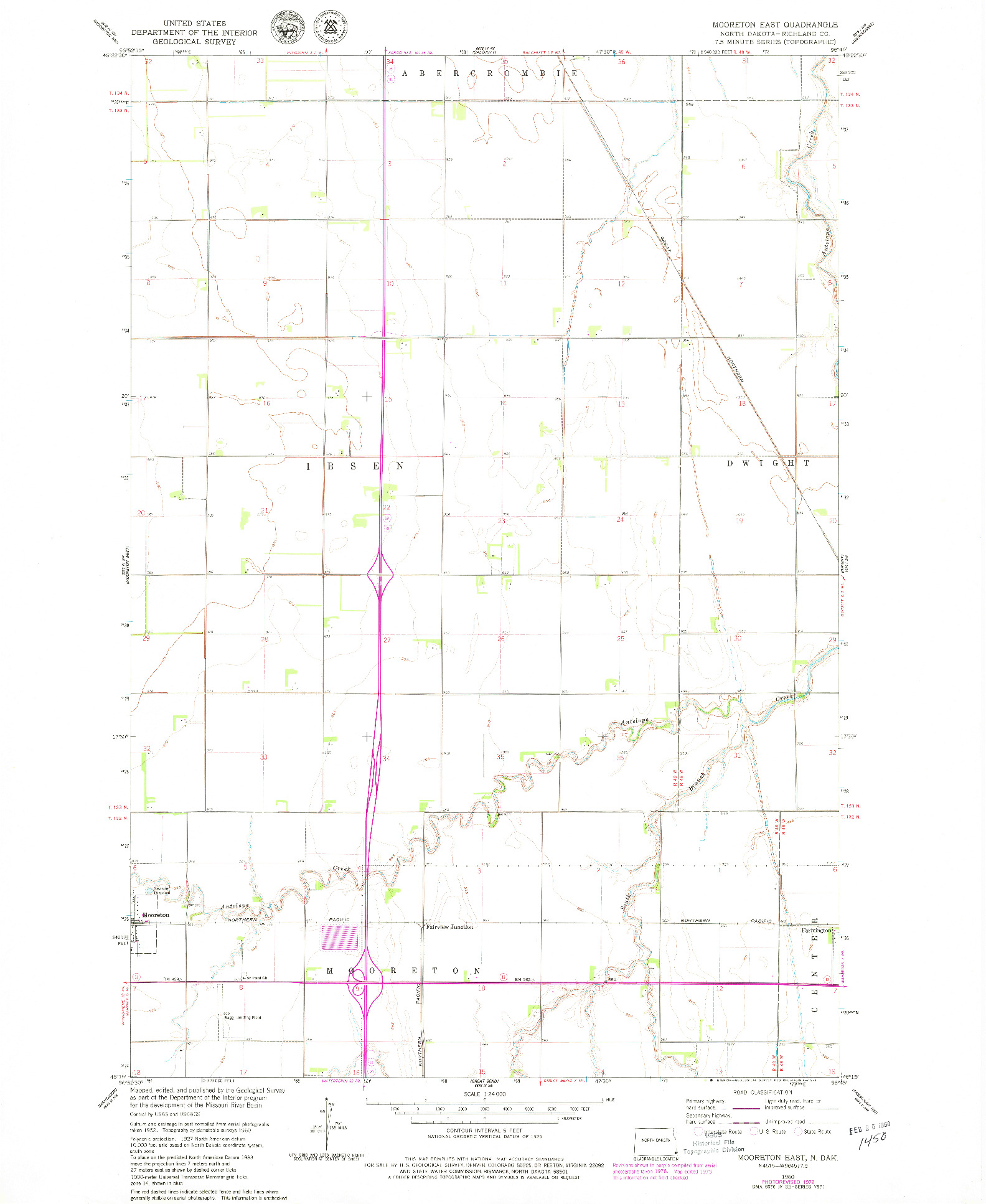 USGS 1:24000-SCALE QUADRANGLE FOR MOORETON EAST, ND 1960