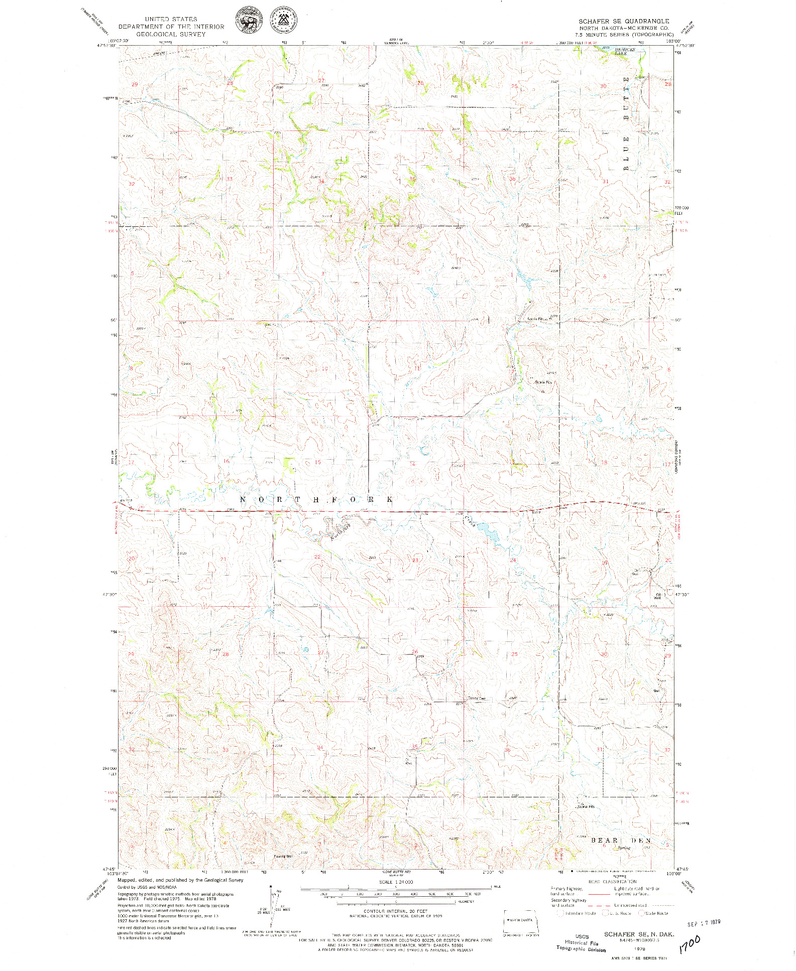 USGS 1:24000-SCALE QUADRANGLE FOR SCHAFER SE, ND 1978