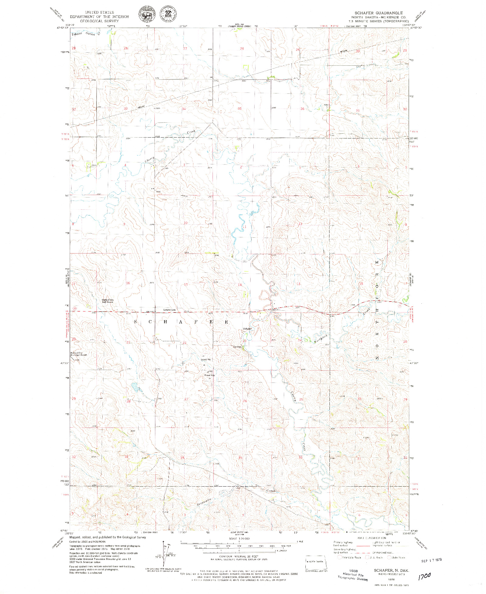 USGS 1:24000-SCALE QUADRANGLE FOR SCHAFER, ND 1978