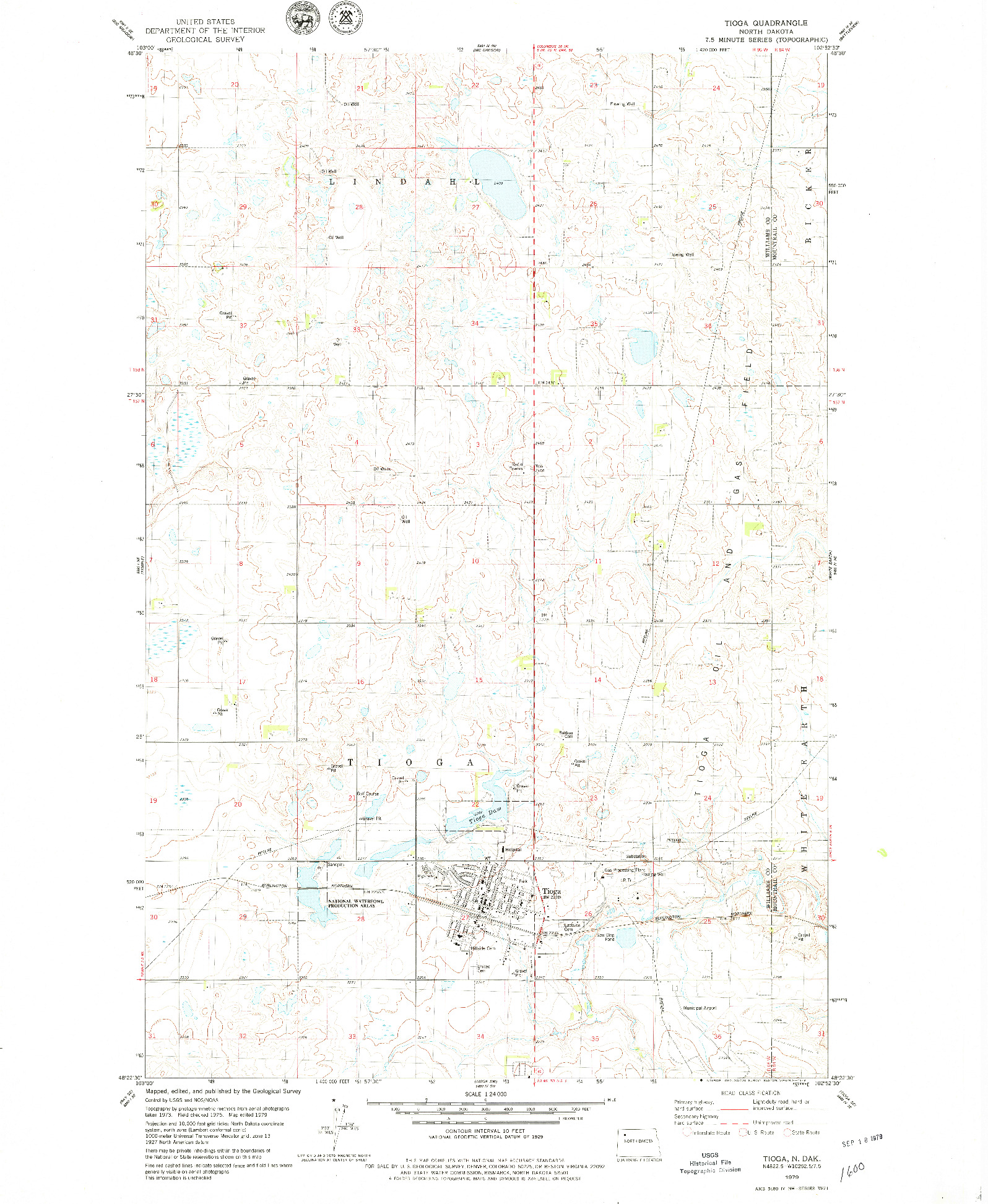 USGS 1:24000-SCALE QUADRANGLE FOR TIOGA, ND 1979