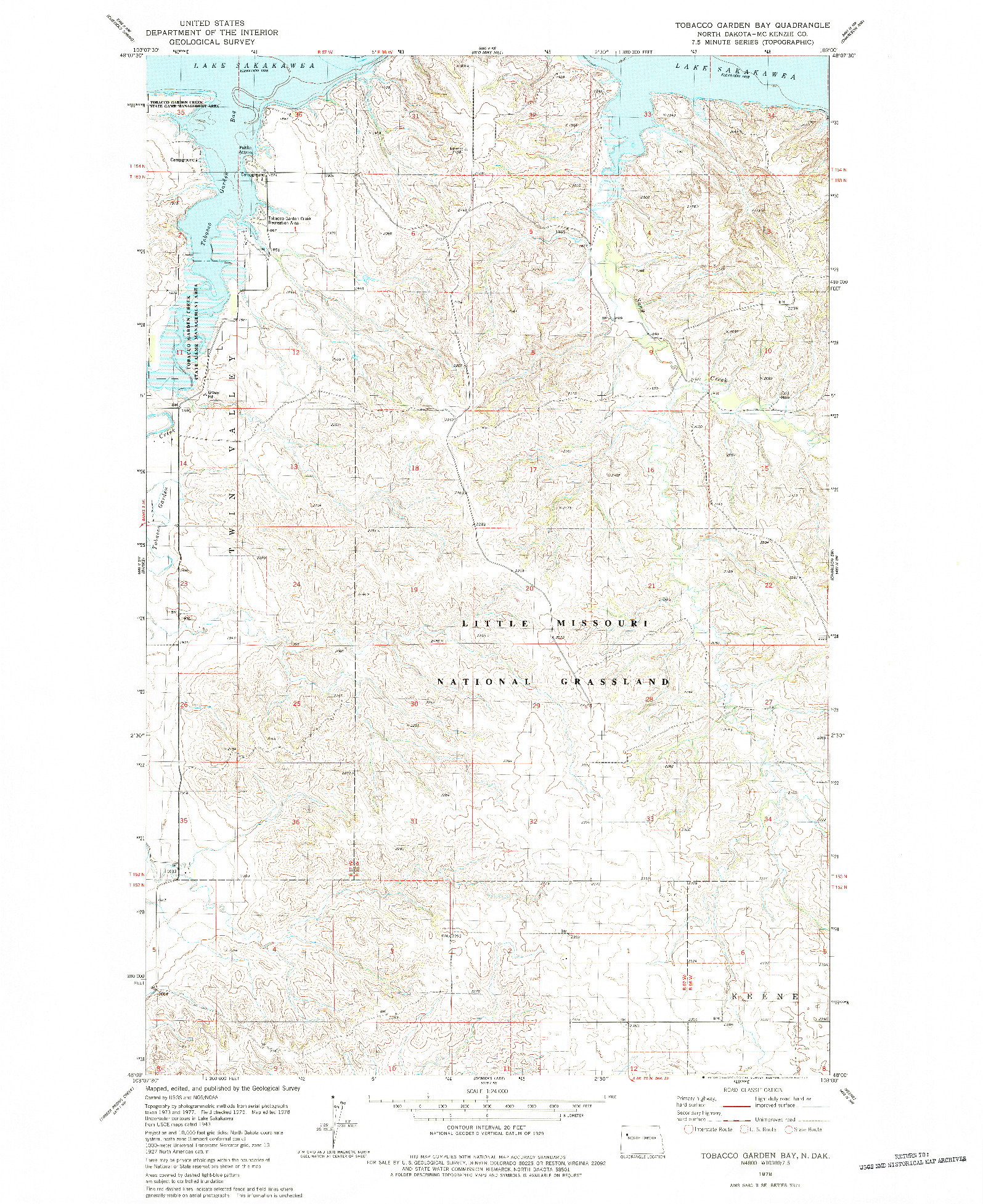 USGS 1:24000-SCALE QUADRANGLE FOR TOBACCO GARDEN BAY, ND 1978