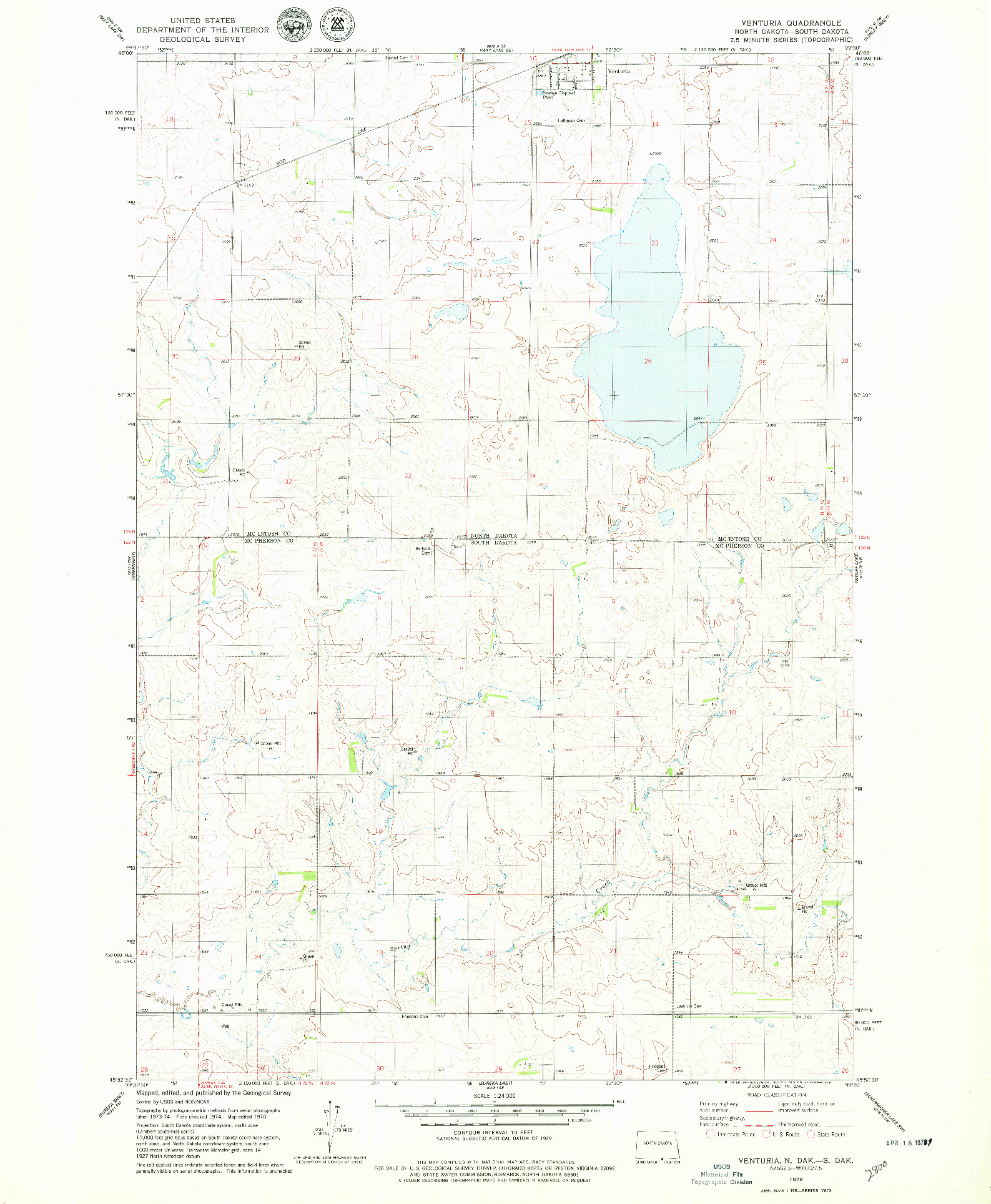 USGS 1:24000-SCALE QUADRANGLE FOR VENTURIA, ND 1978