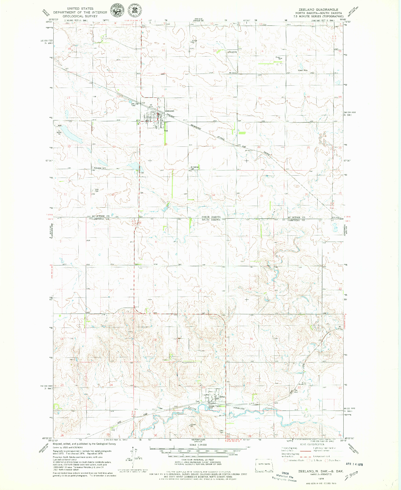 USGS 1:24000-SCALE QUADRANGLE FOR ZEELAND, ND 1978