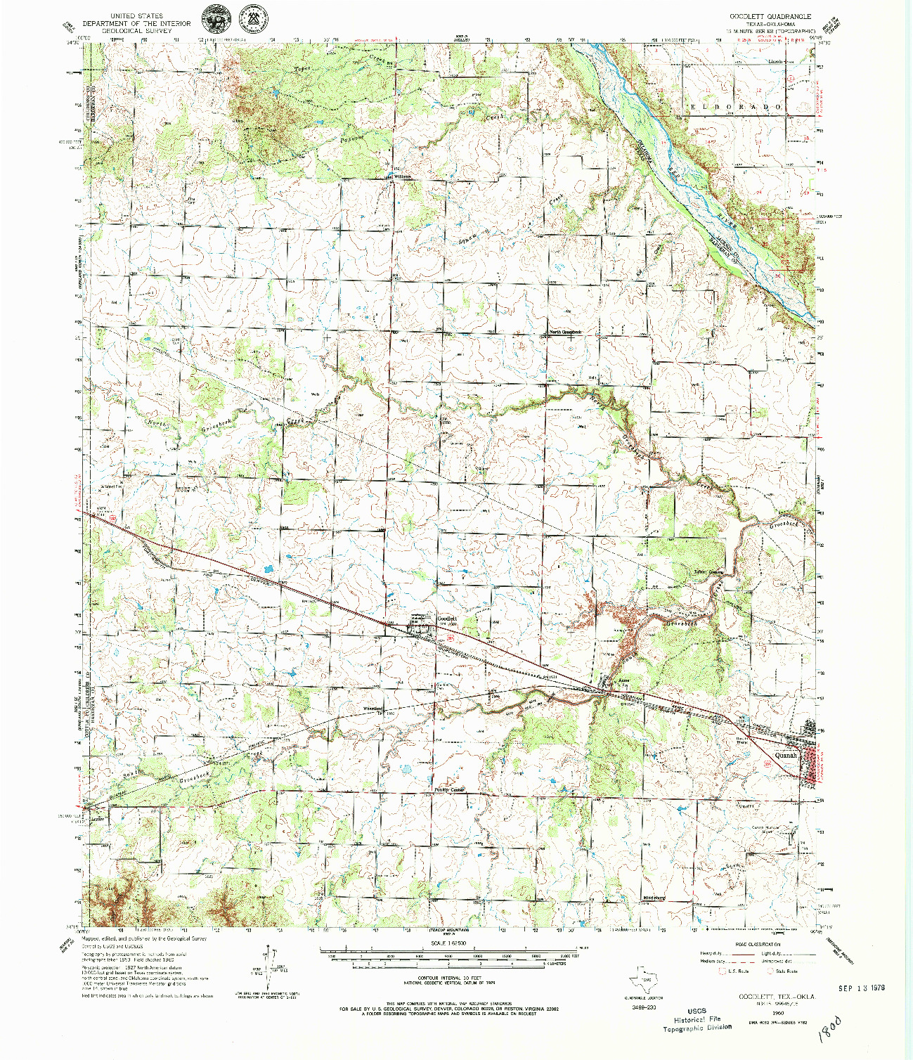 USGS 1:62500-SCALE QUADRANGLE FOR GOODLETT, TX 1960