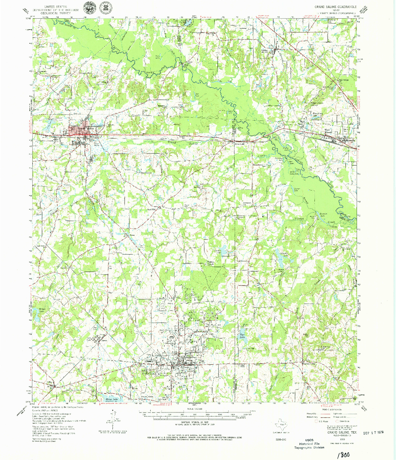 USGS 1:62500-SCALE QUADRANGLE FOR GRAND SALINE, TX 1959