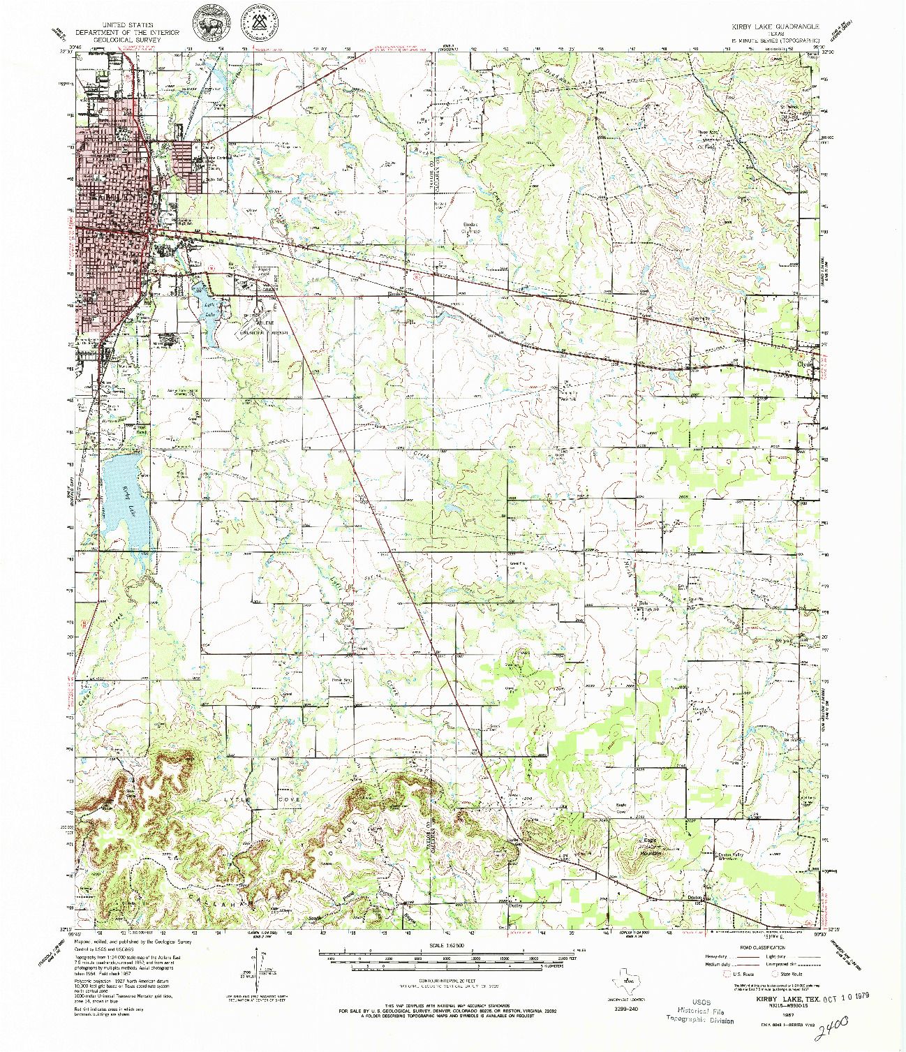 USGS 1:62500-SCALE QUADRANGLE FOR KIRBY LAKE, TX 1957