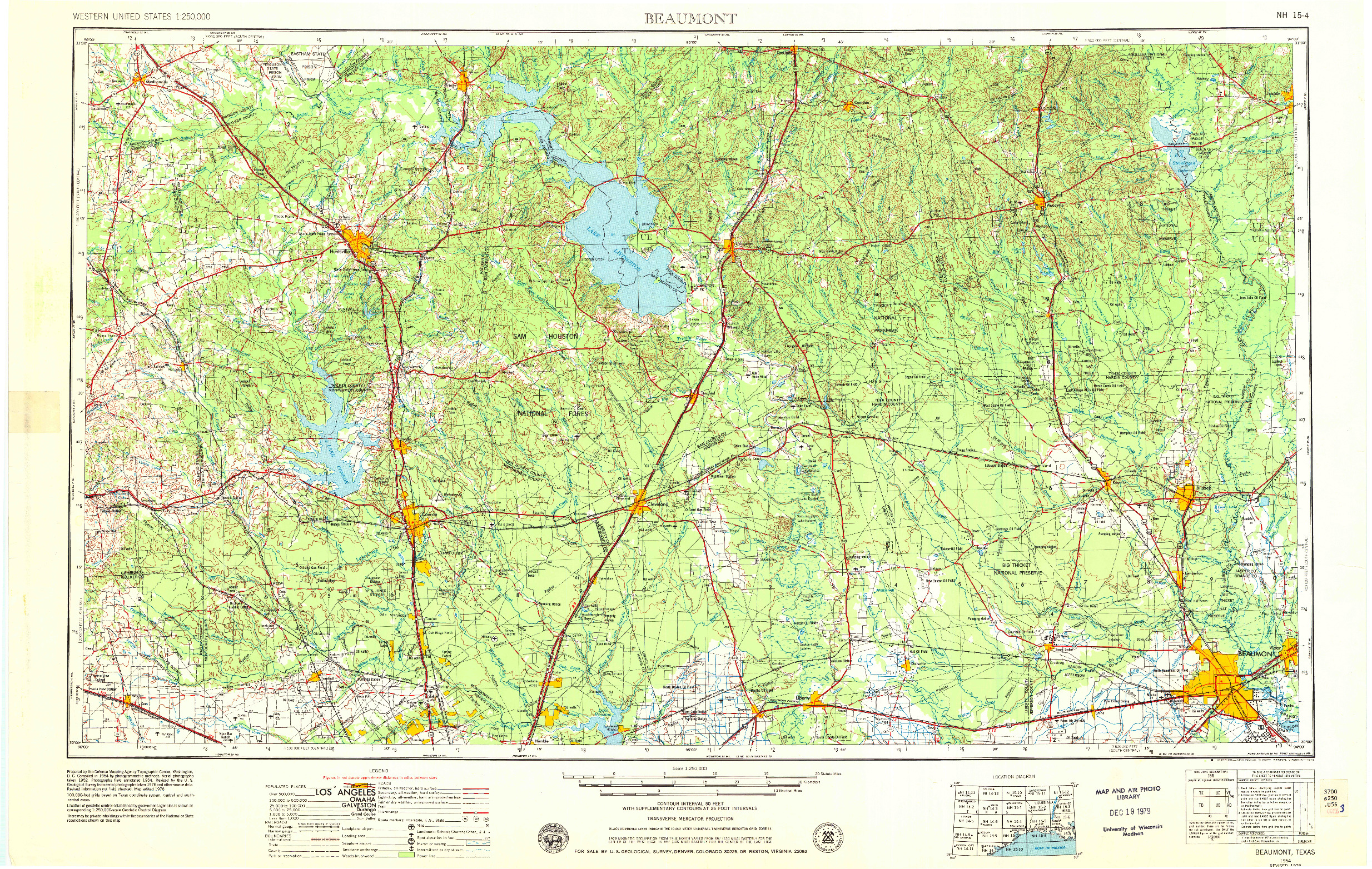 USGS 1:250000-SCALE QUADRANGLE FOR BEAUMONT, TX 1954