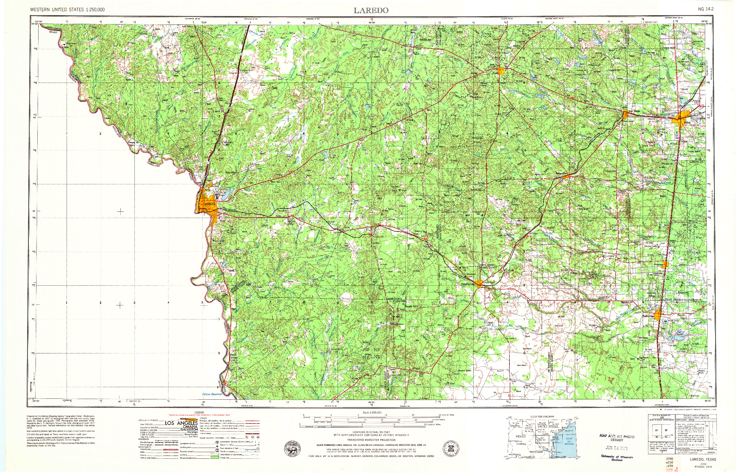 USGS 1:250000-SCALE QUADRANGLE FOR LAREDO, TX 1956