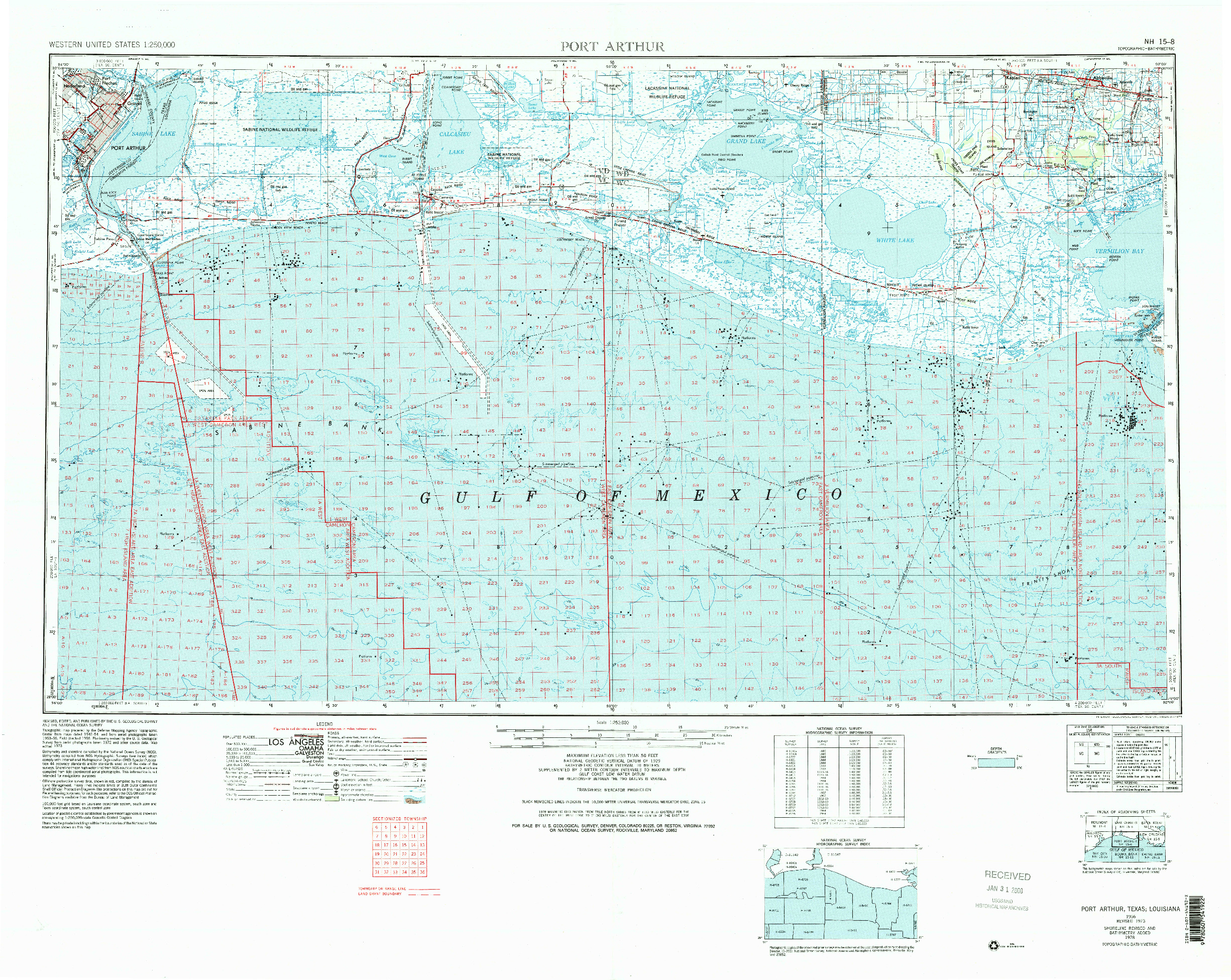 USGS 1:250000-SCALE QUADRANGLE FOR PORT ARTHUR, TX 1956