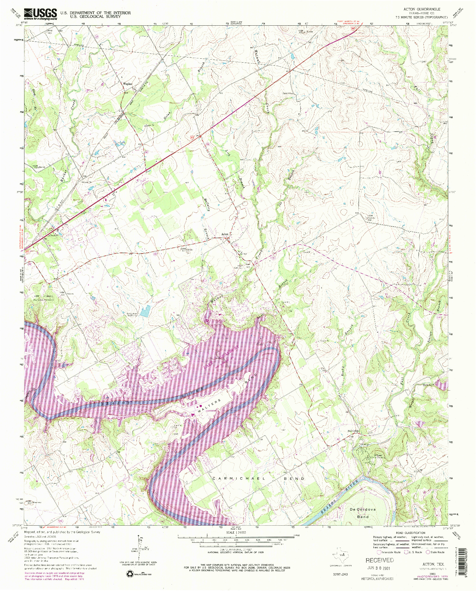 USGS 1:24000-SCALE QUADRANGLE FOR ACTON, TX 1961