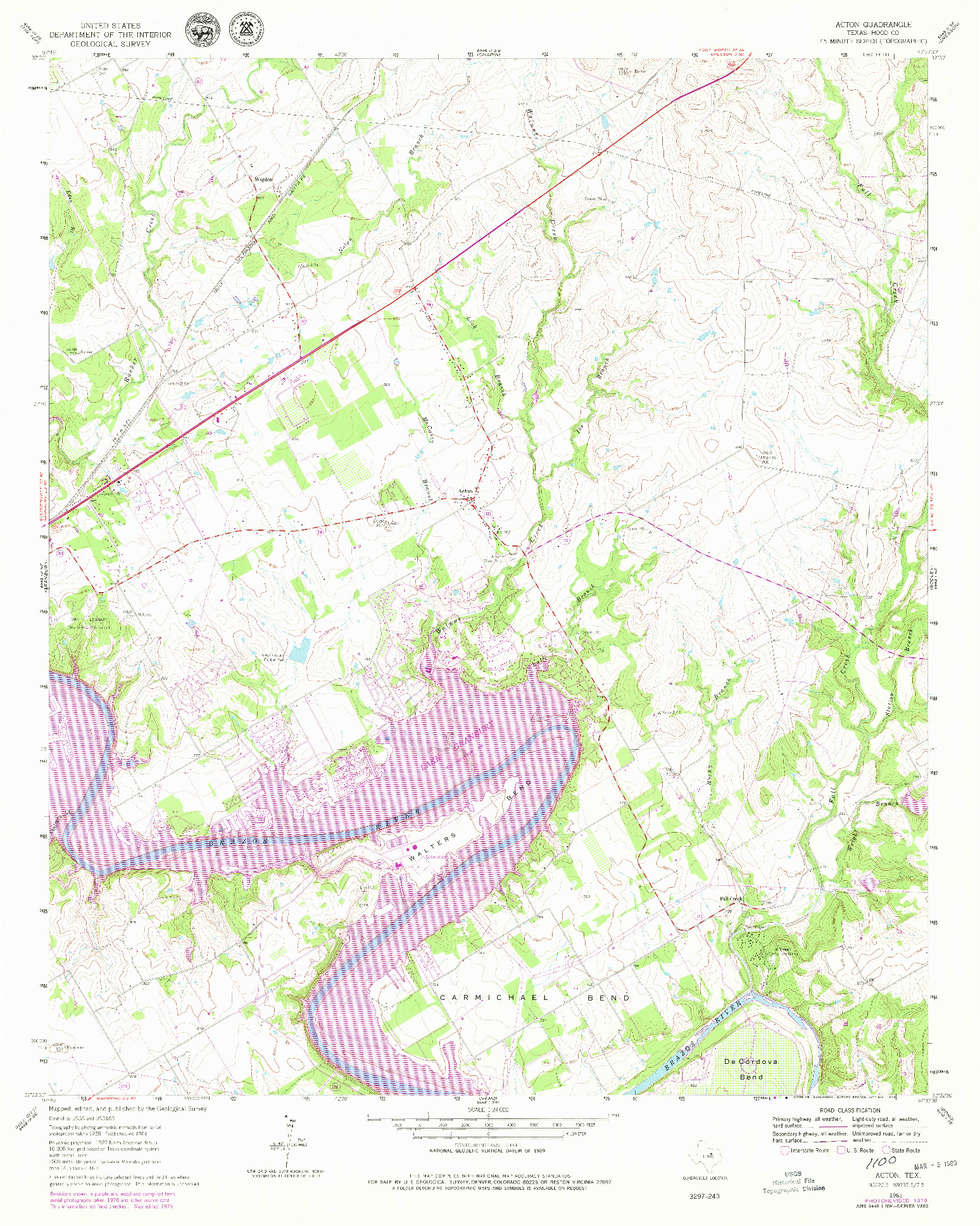 USGS 1:24000-SCALE QUADRANGLE FOR ACTON, TX 1961