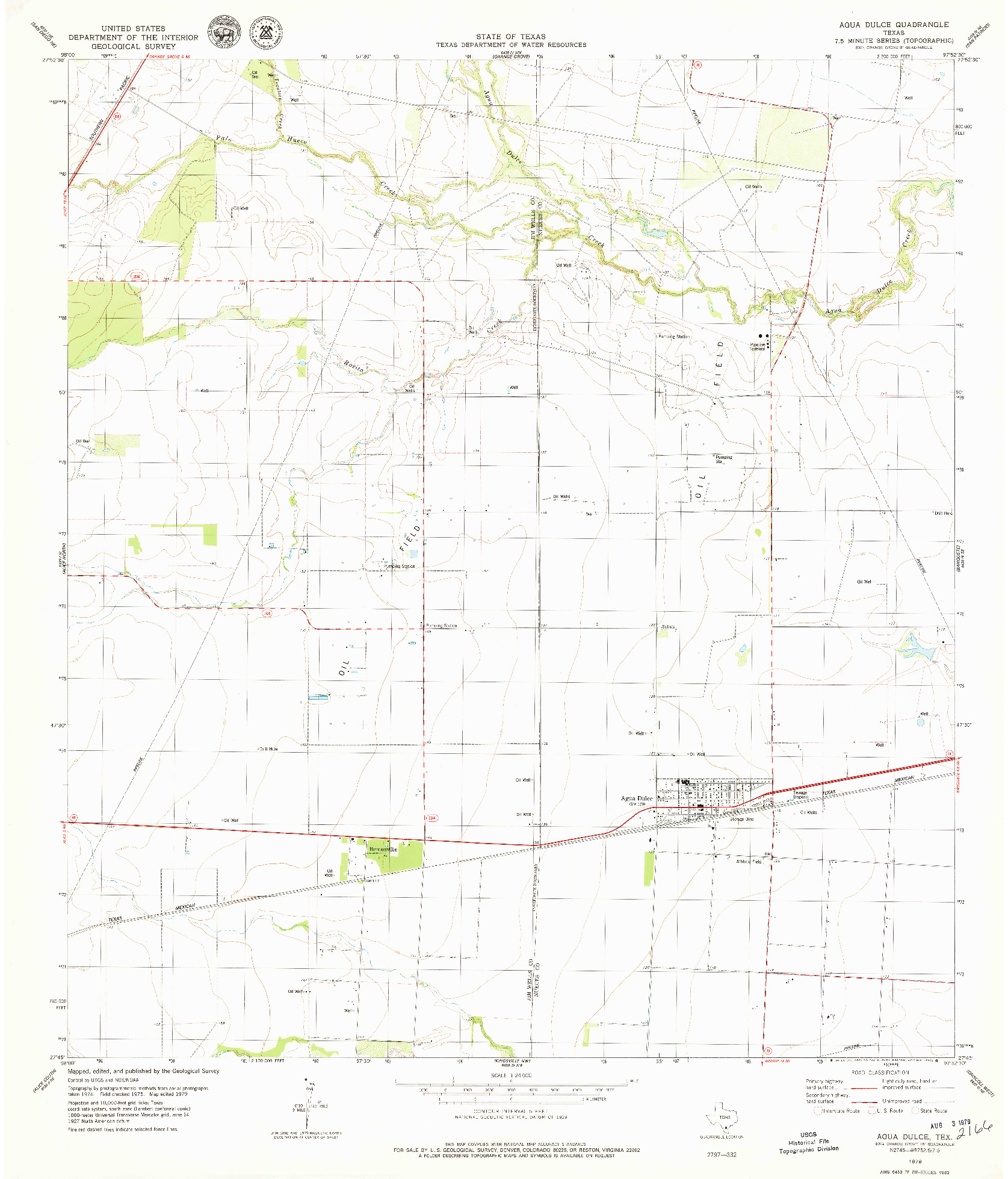 USGS 1:24000-SCALE QUADRANGLE FOR AGUA DULCE, TX 1979