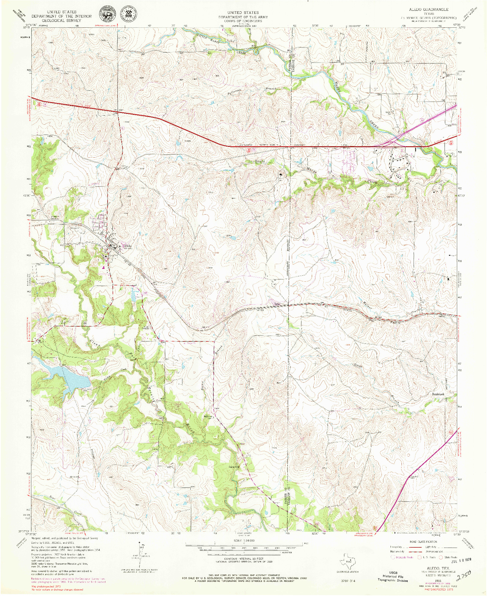 USGS 1:24000-SCALE QUADRANGLE FOR ALEDO, TX 1955