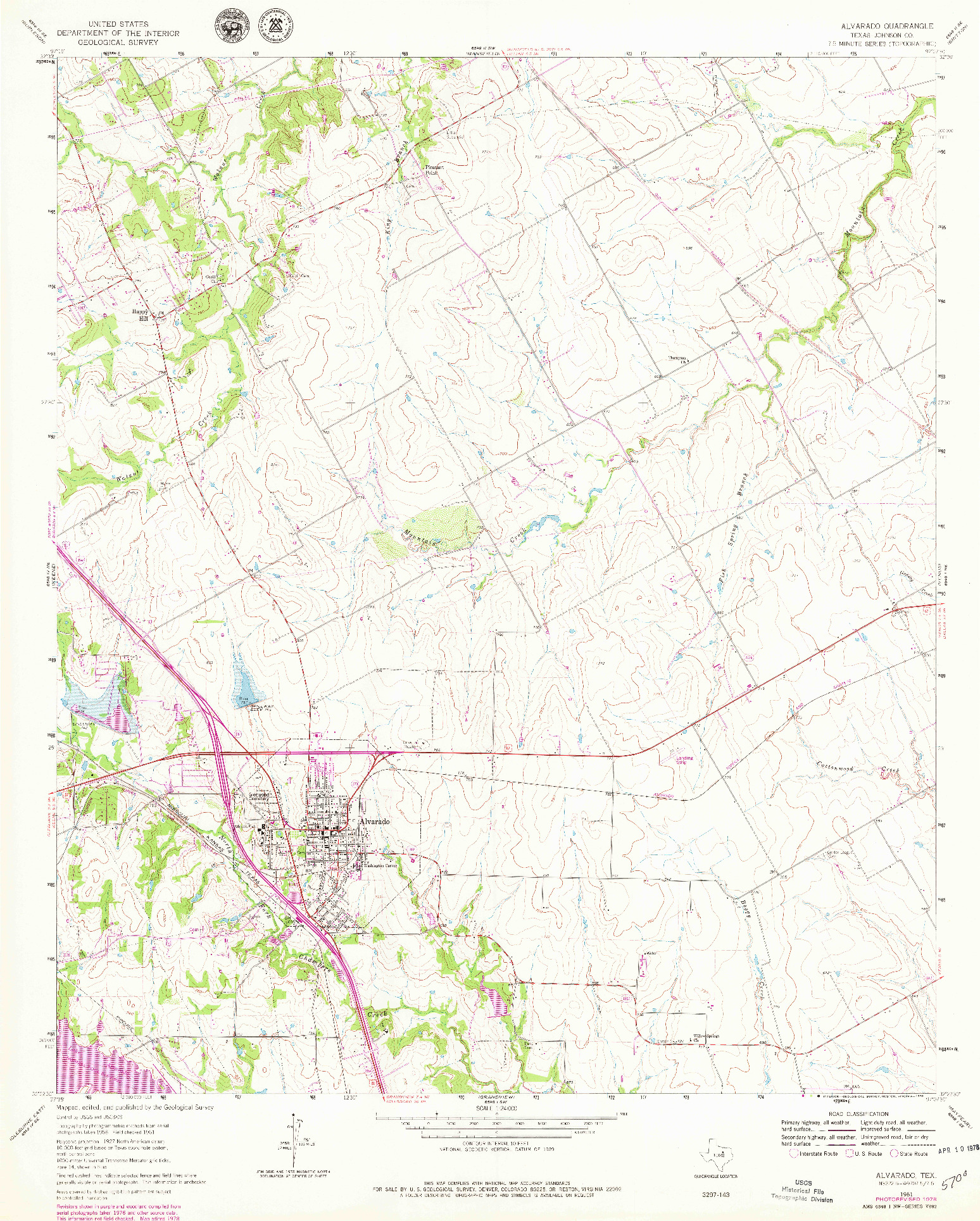 USGS 1:24000-SCALE QUADRANGLE FOR ALVARADO, TX 1961