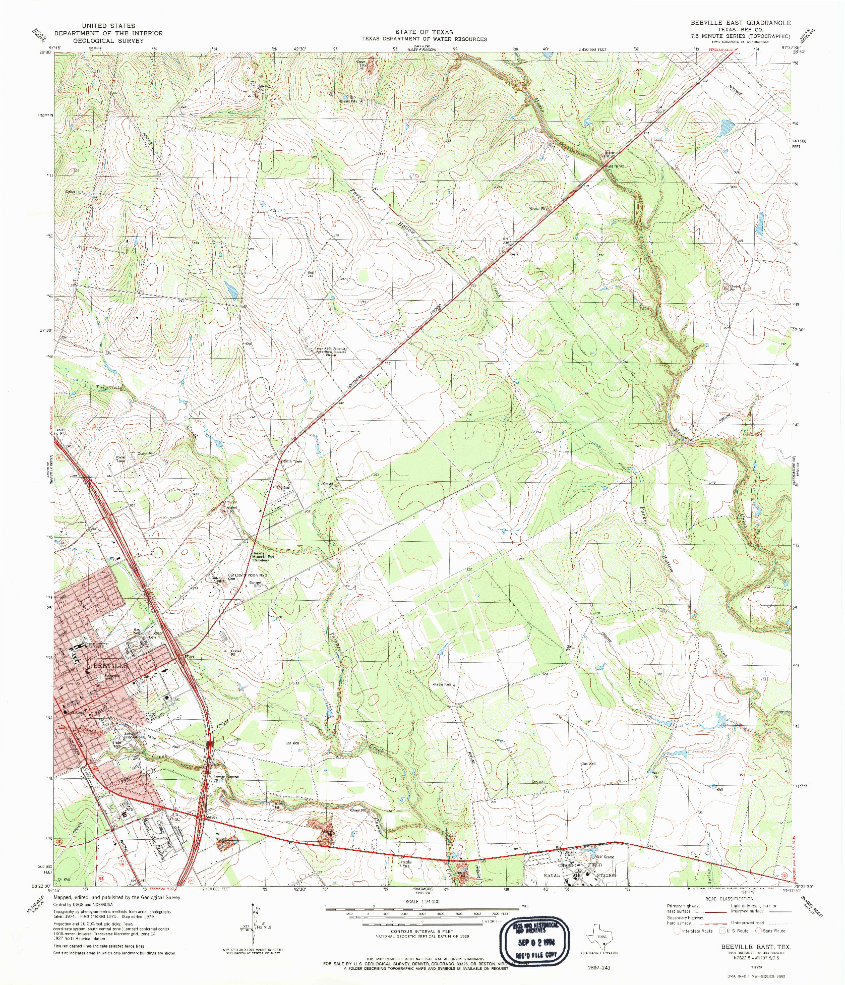 USGS 1:24000-SCALE QUADRANGLE FOR BEEVILLE EAST, TX 1979