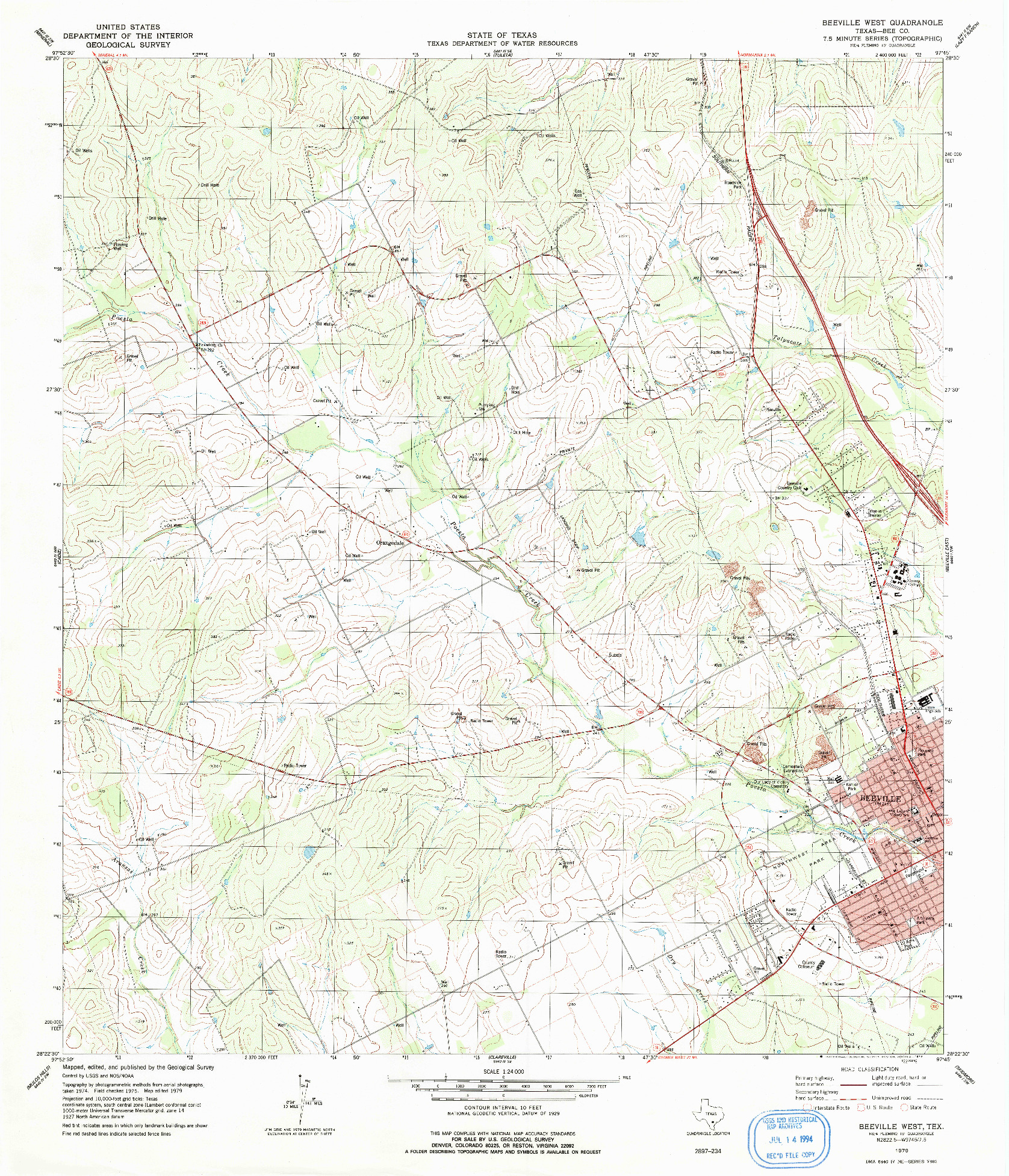 USGS 1:24000-SCALE QUADRANGLE FOR BEEVILLE WEST, TX 1979