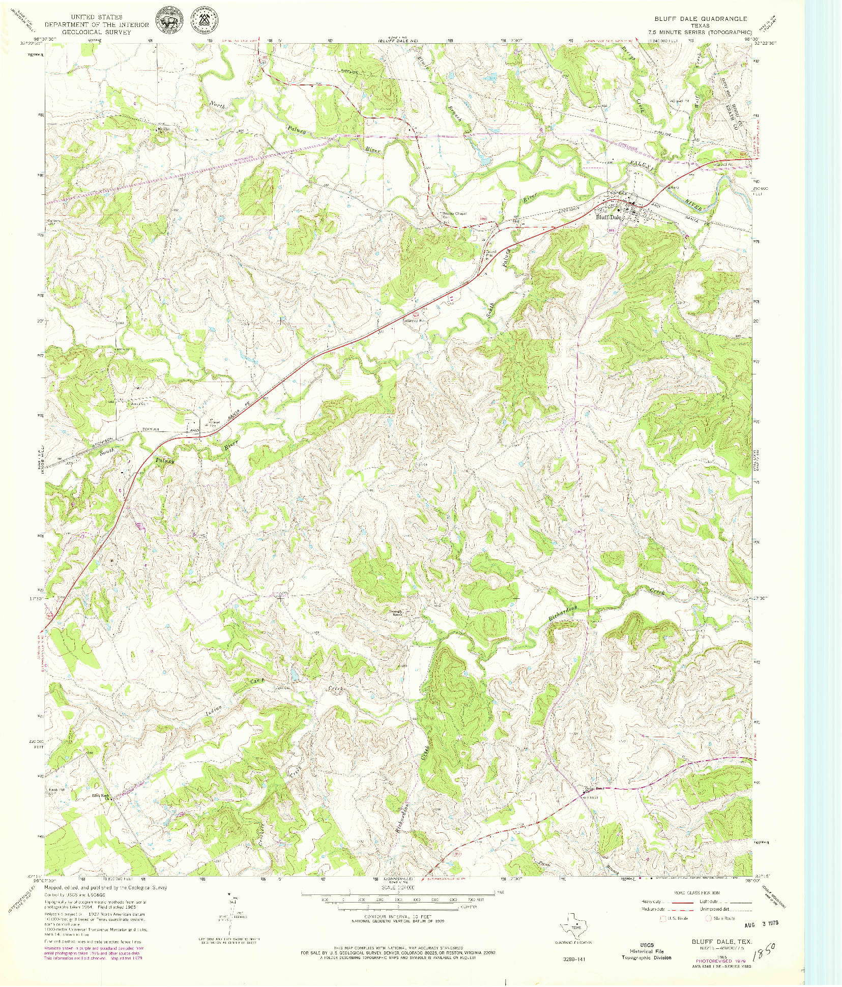 USGS 1:24000-SCALE QUADRANGLE FOR BLUFF DALE, TX 1965