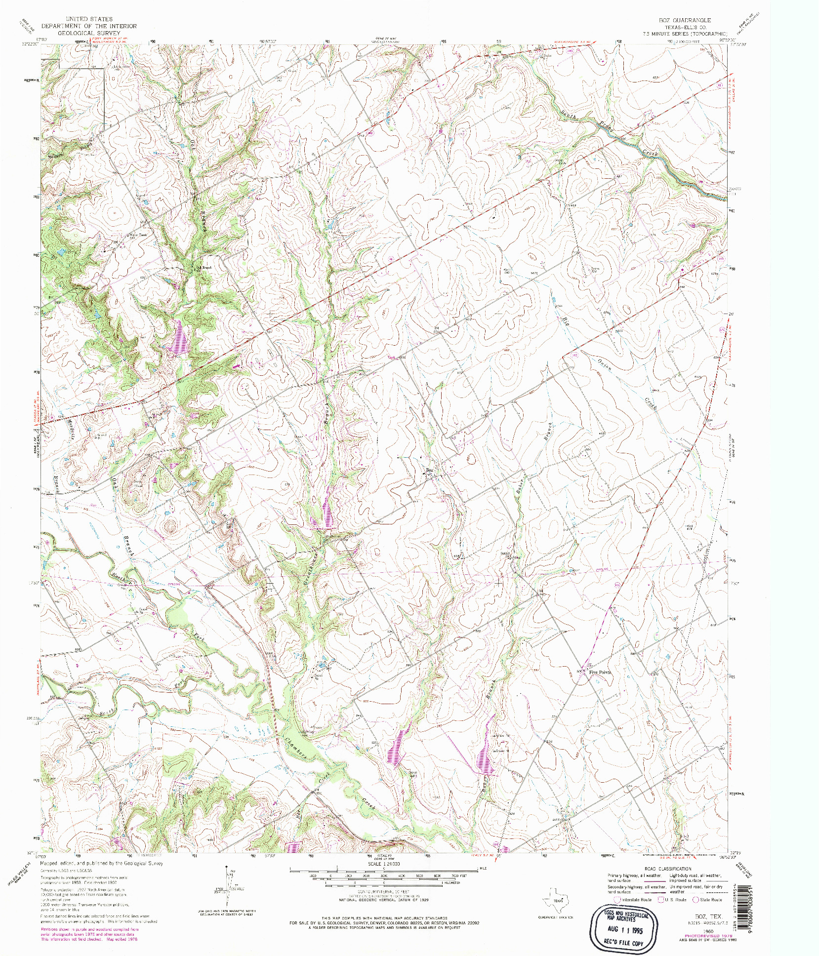 USGS 1:24000-SCALE QUADRANGLE FOR BOZ, TX 1960