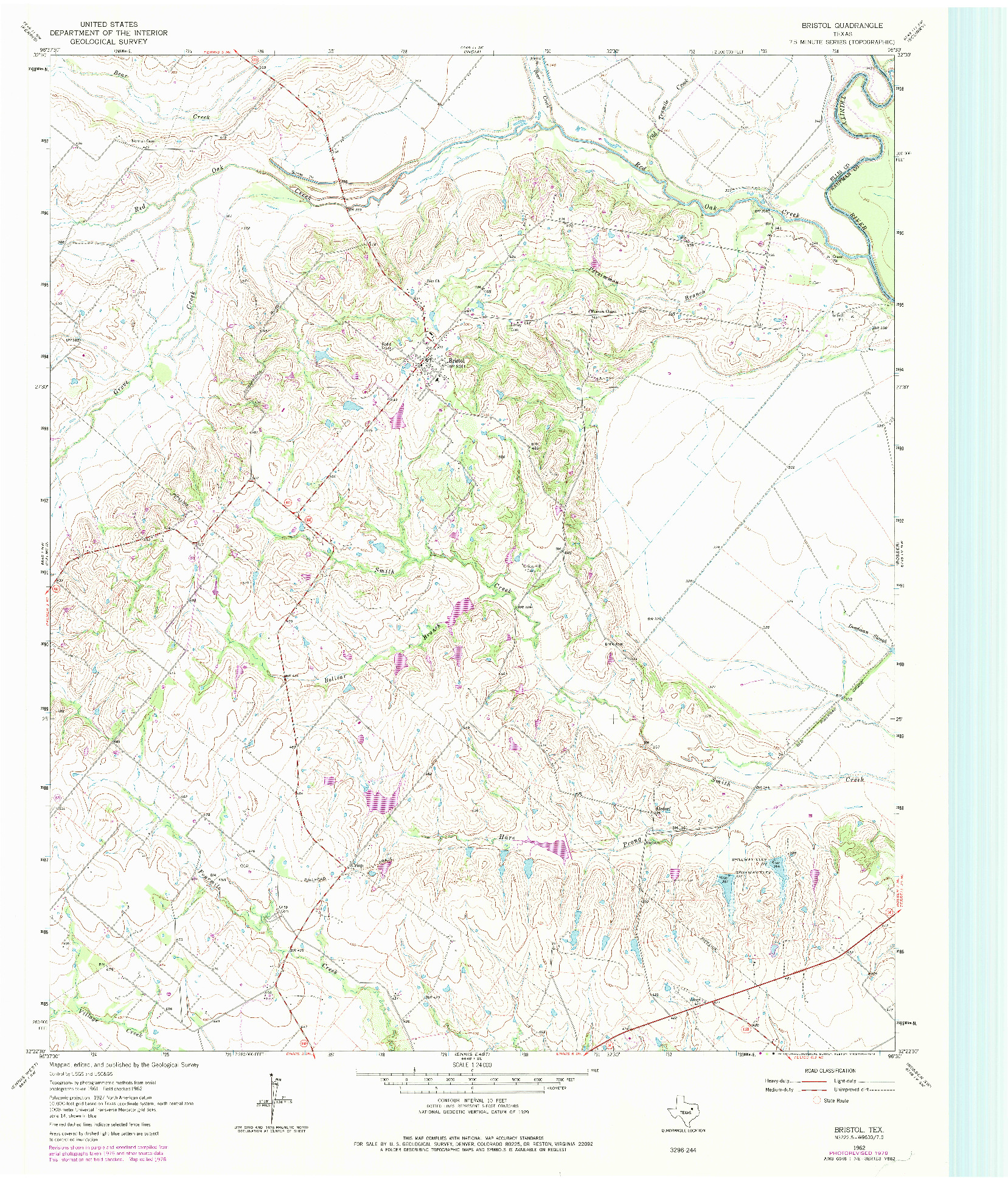 USGS 1:24000-SCALE QUADRANGLE FOR BRISTOL, TX 1962