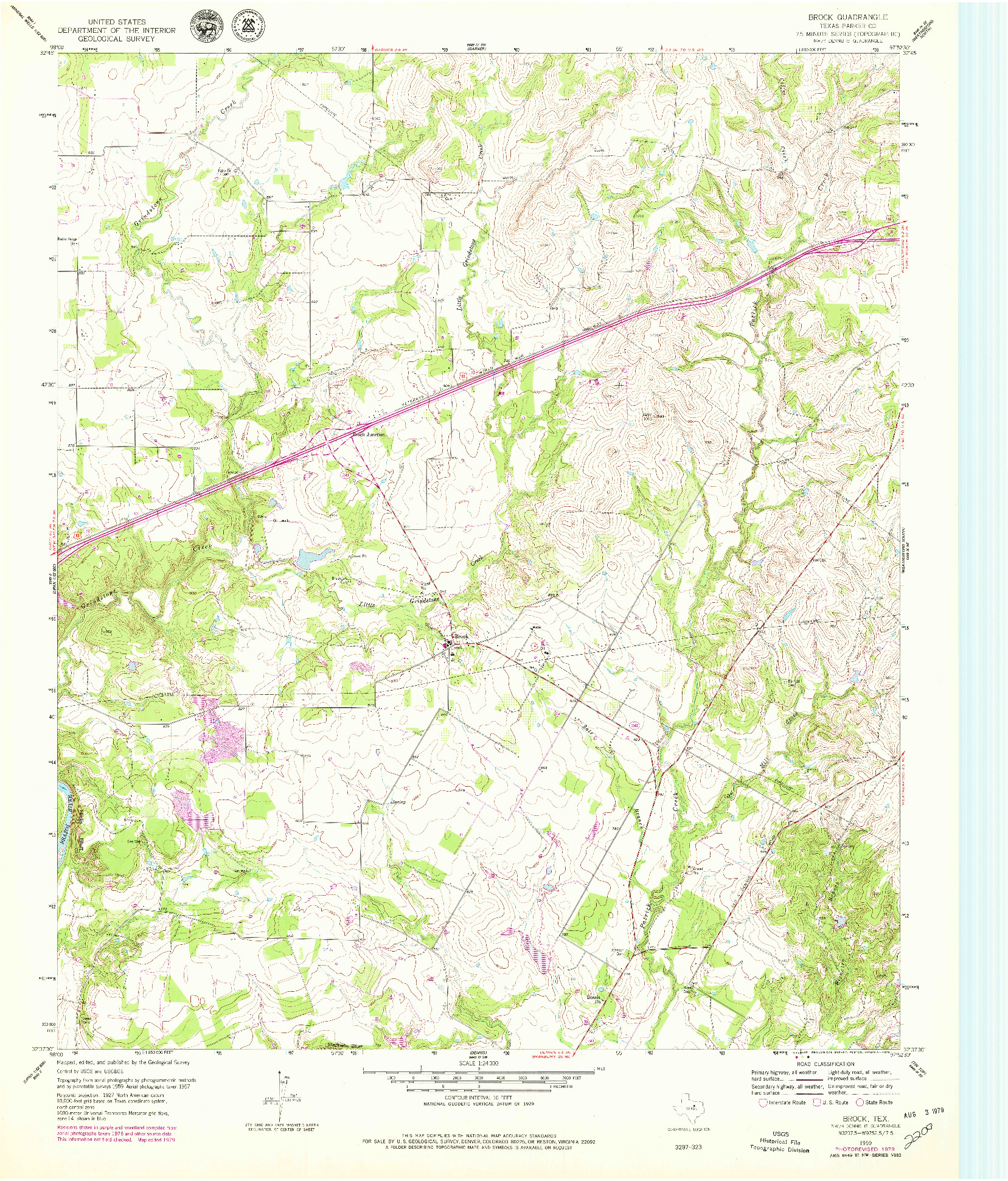 USGS 1:24000-SCALE QUADRANGLE FOR BROCK, TX 1959