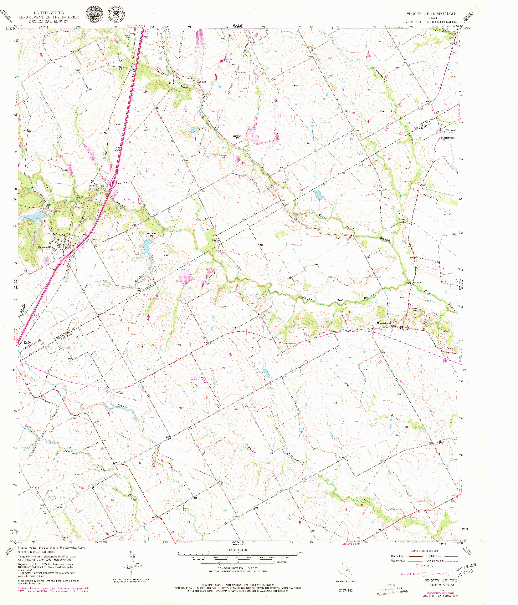 USGS 1:24000-SCALE QUADRANGLE FOR BRUCEVILLE, TX 1957