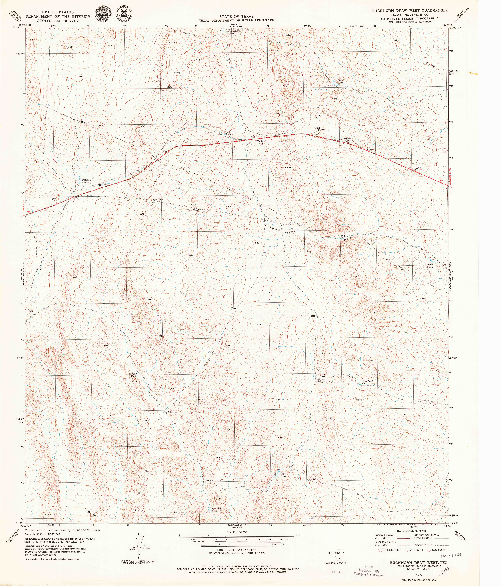 USGS 1:24000-SCALE QUADRANGLE FOR BUCKHORN DRAW WEST, TX 1979