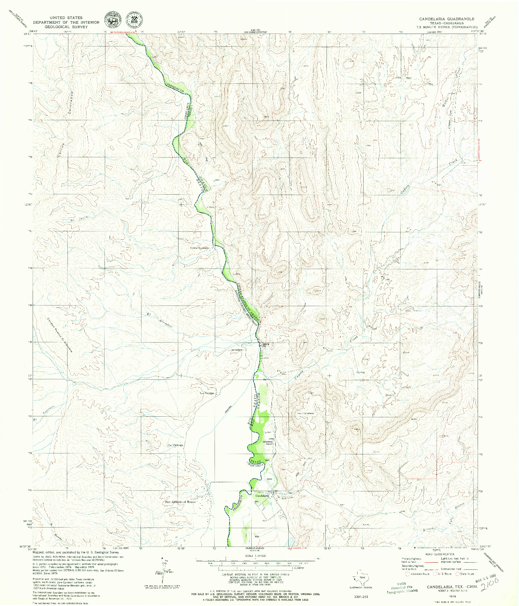 USGS 1:24000-SCALE QUADRANGLE FOR CANDELARIA, TX 1979