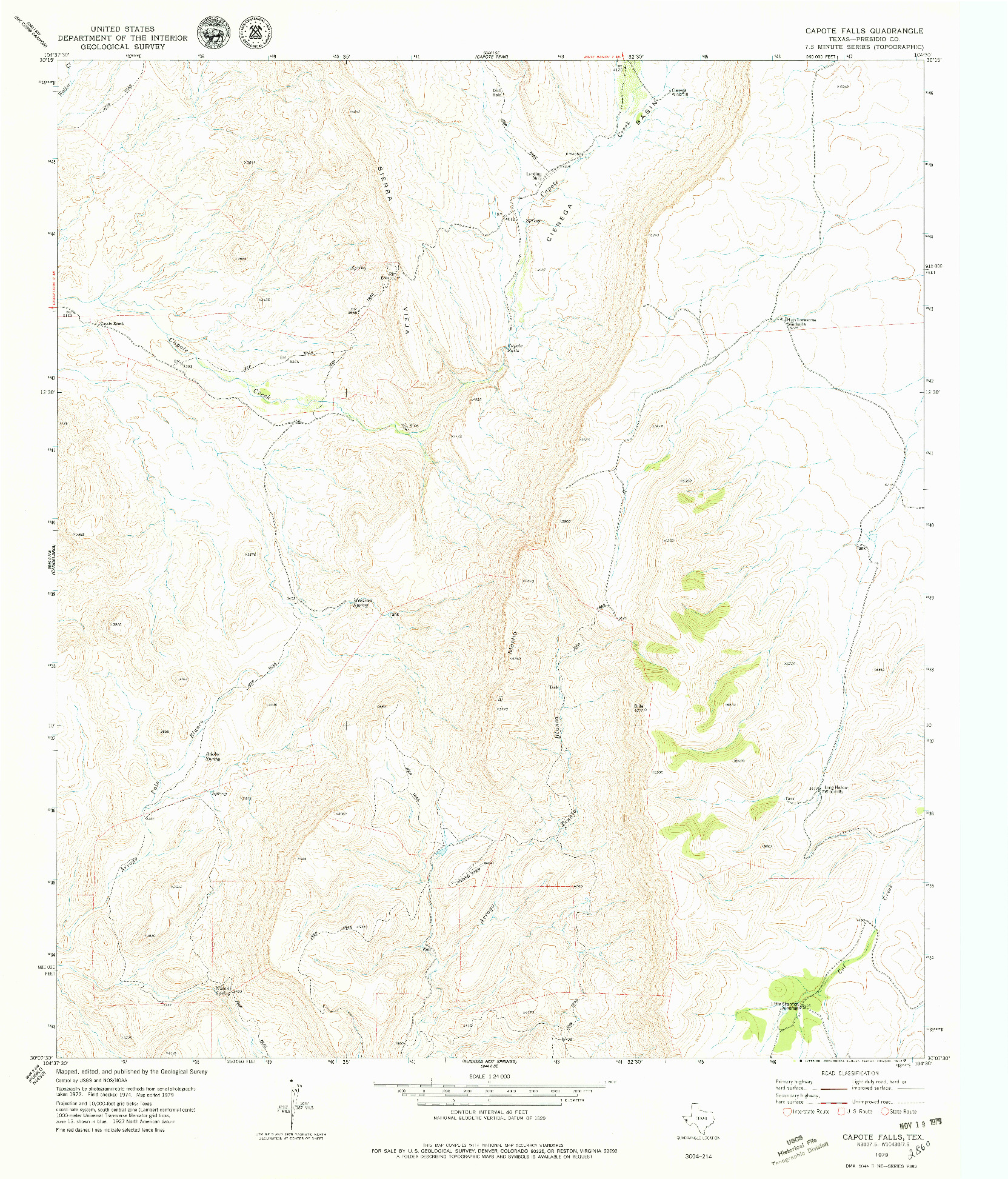 USGS 1:24000-SCALE QUADRANGLE FOR CAPOTE FALLS, TX 1979