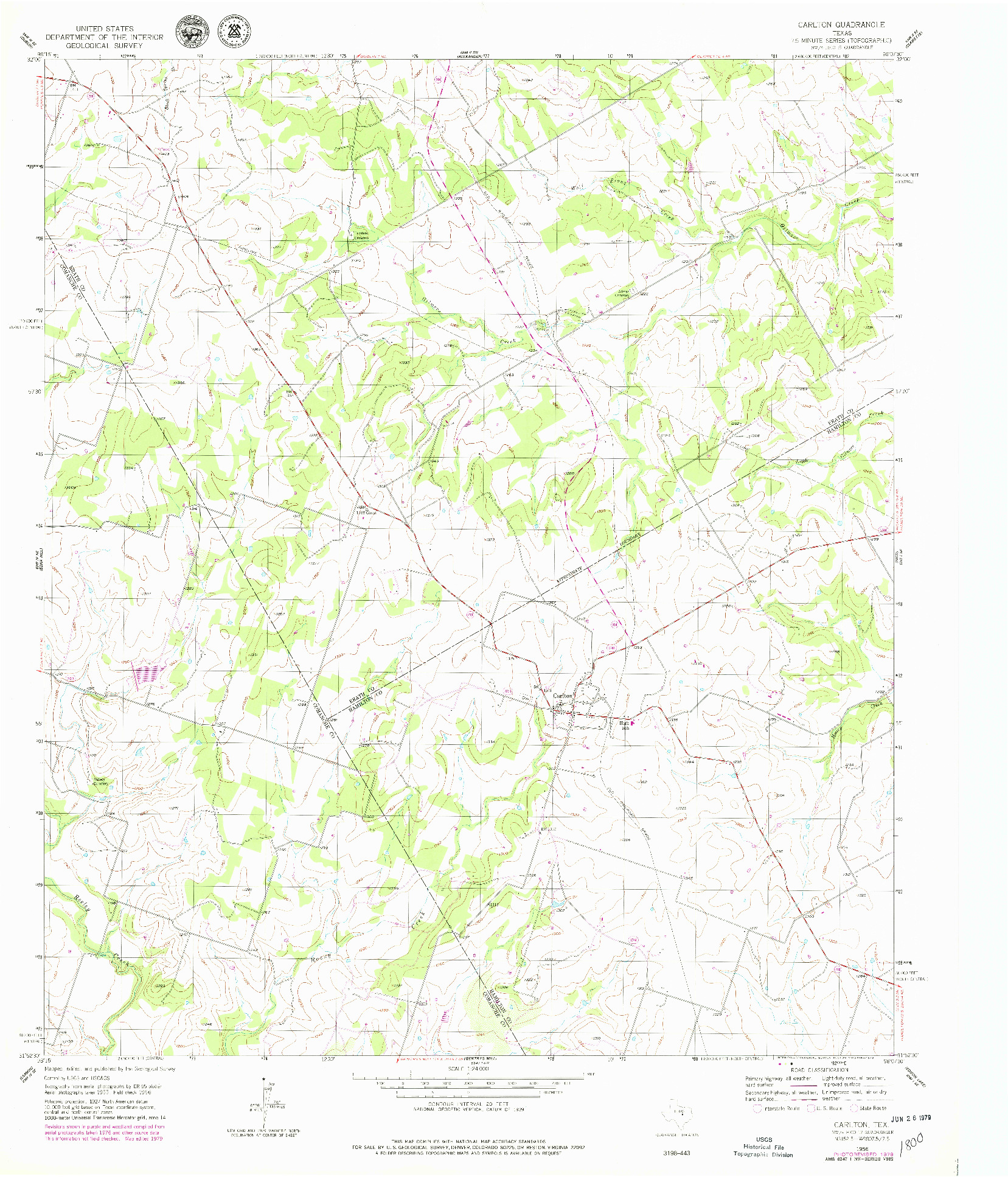 USGS 1:24000-SCALE QUADRANGLE FOR CARLTON, TX 1956