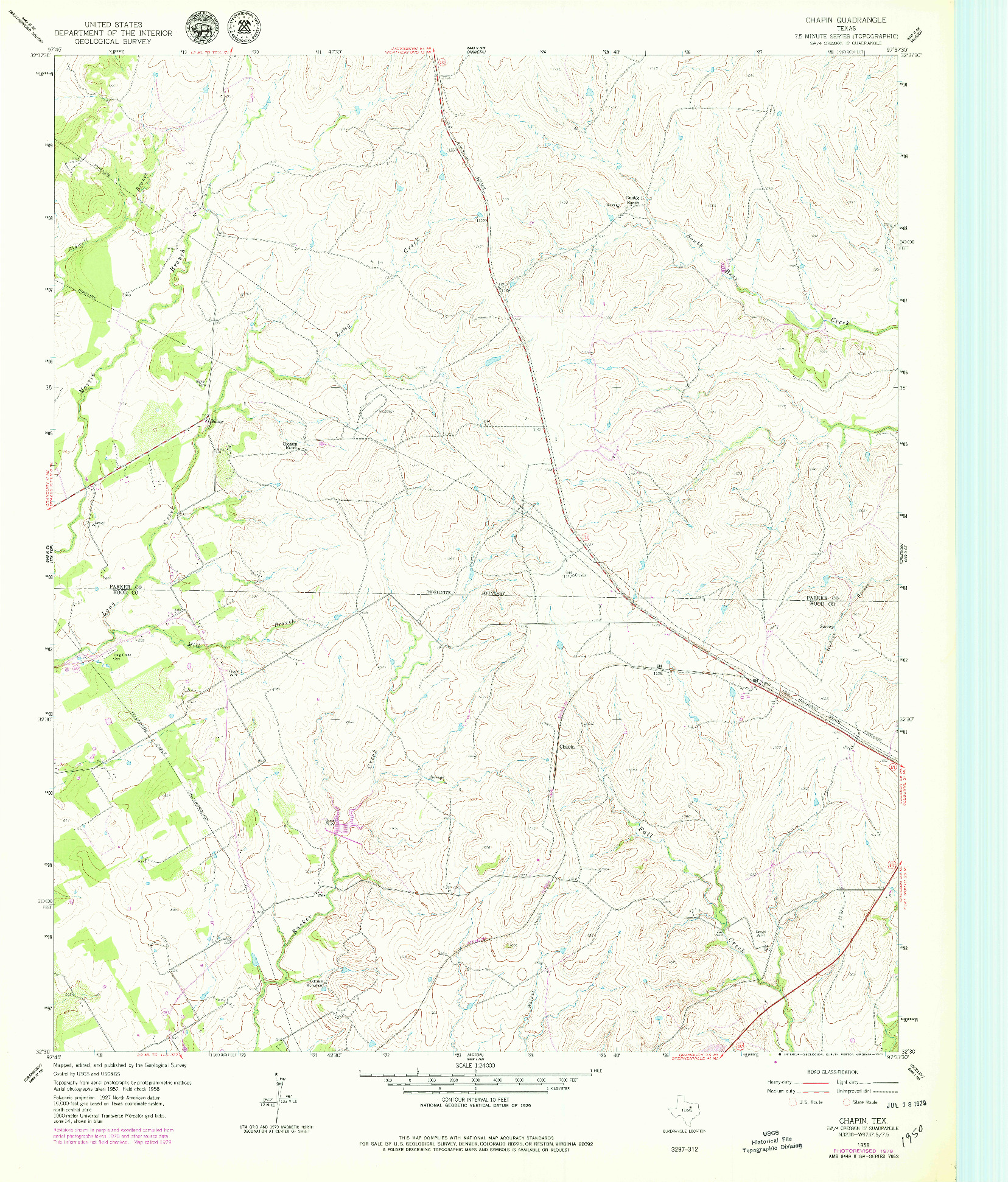 USGS 1:24000-SCALE QUADRANGLE FOR CHAPIN, TX 1958