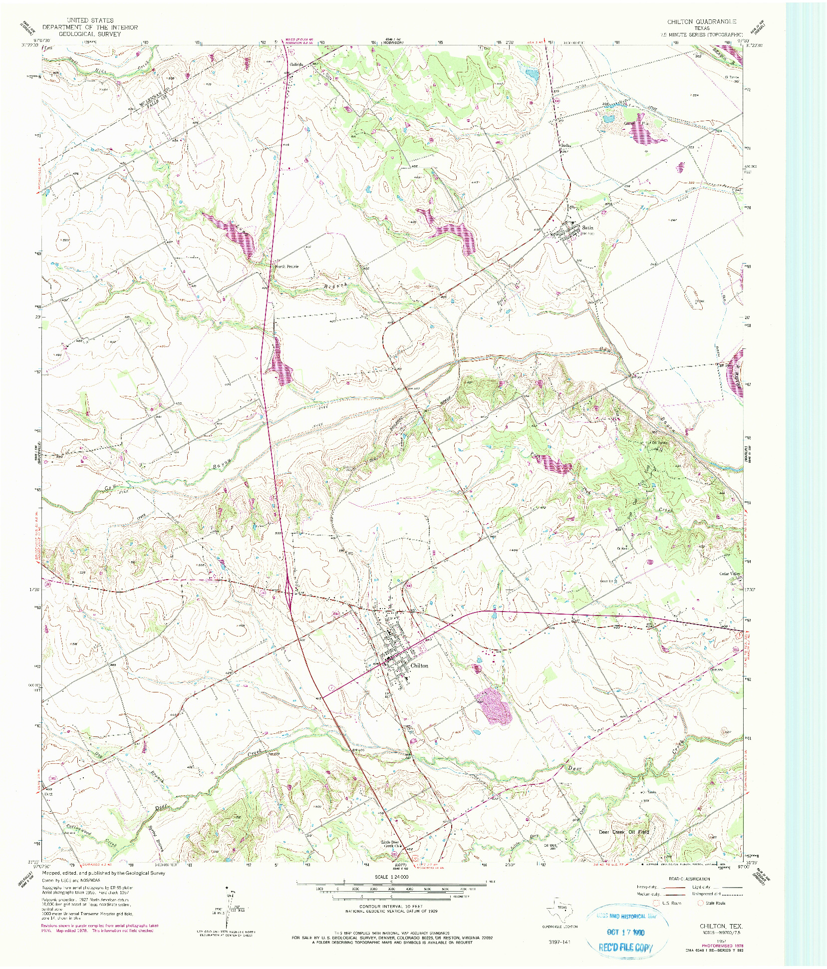 USGS 1:24000-SCALE QUADRANGLE FOR CHILTON, TX 1957