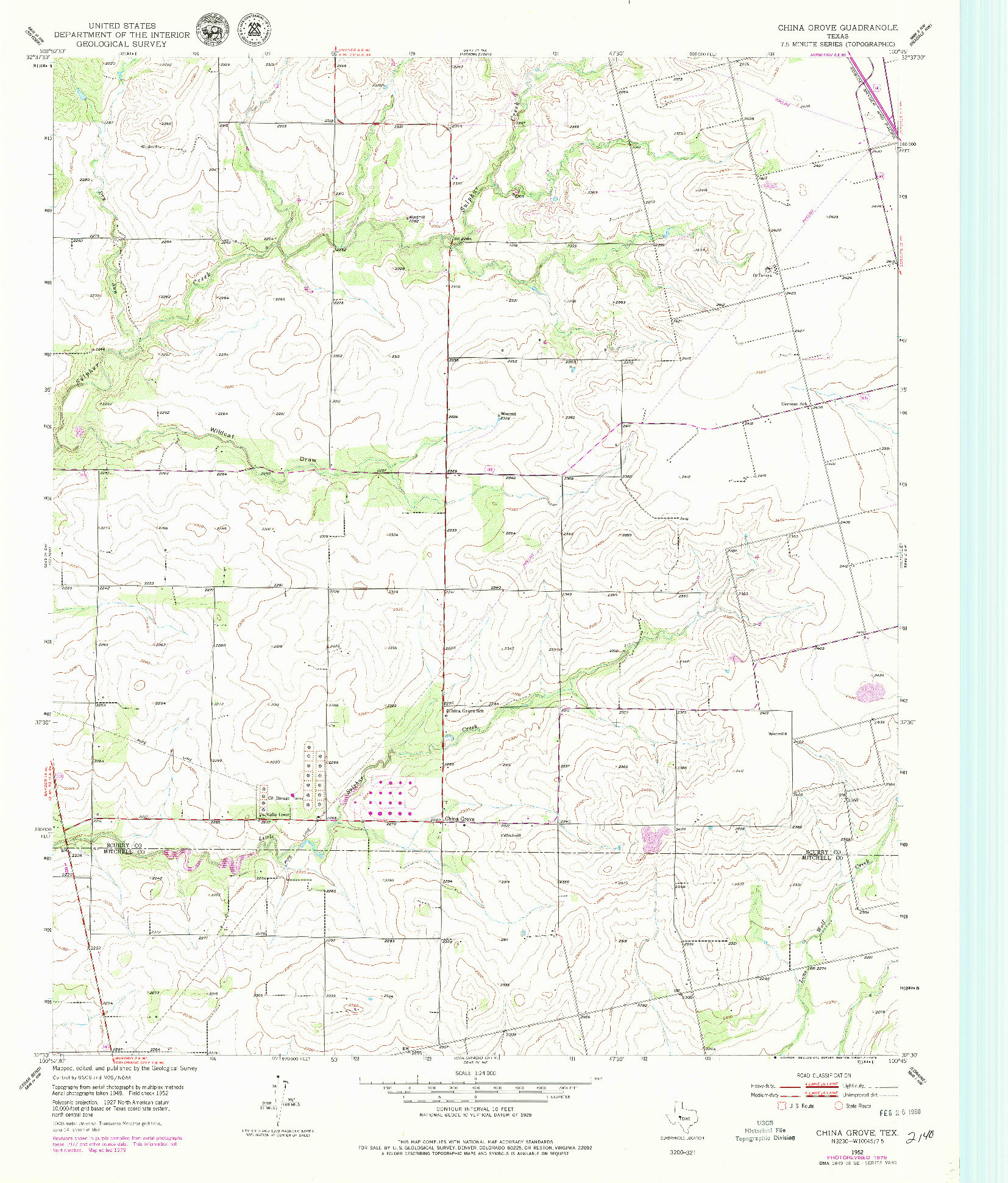 USGS 1:24000-SCALE QUADRANGLE FOR CHINA GROVE, TX 1952