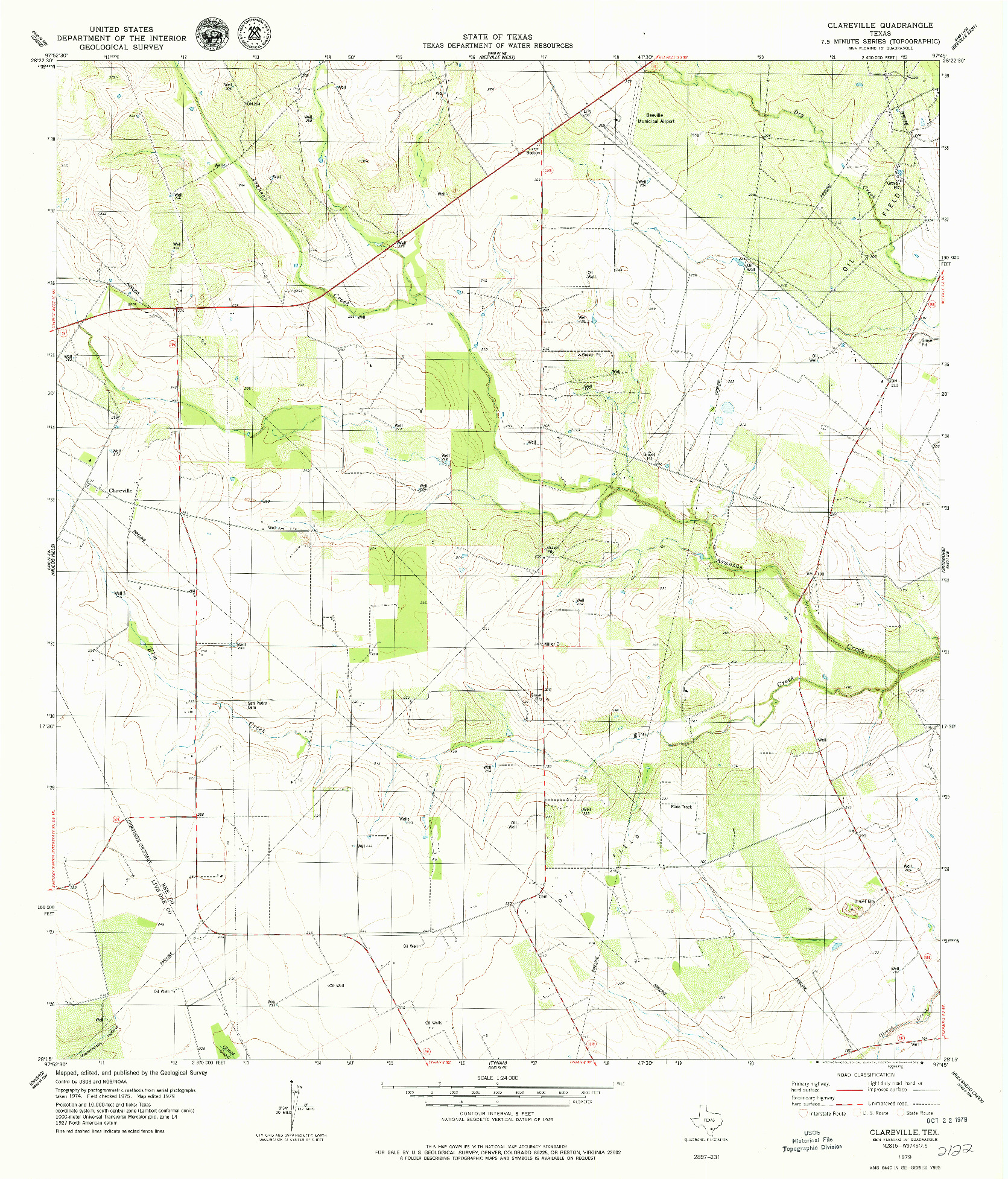 USGS 1:24000-SCALE QUADRANGLE FOR CLAREVILLE, TX 1979