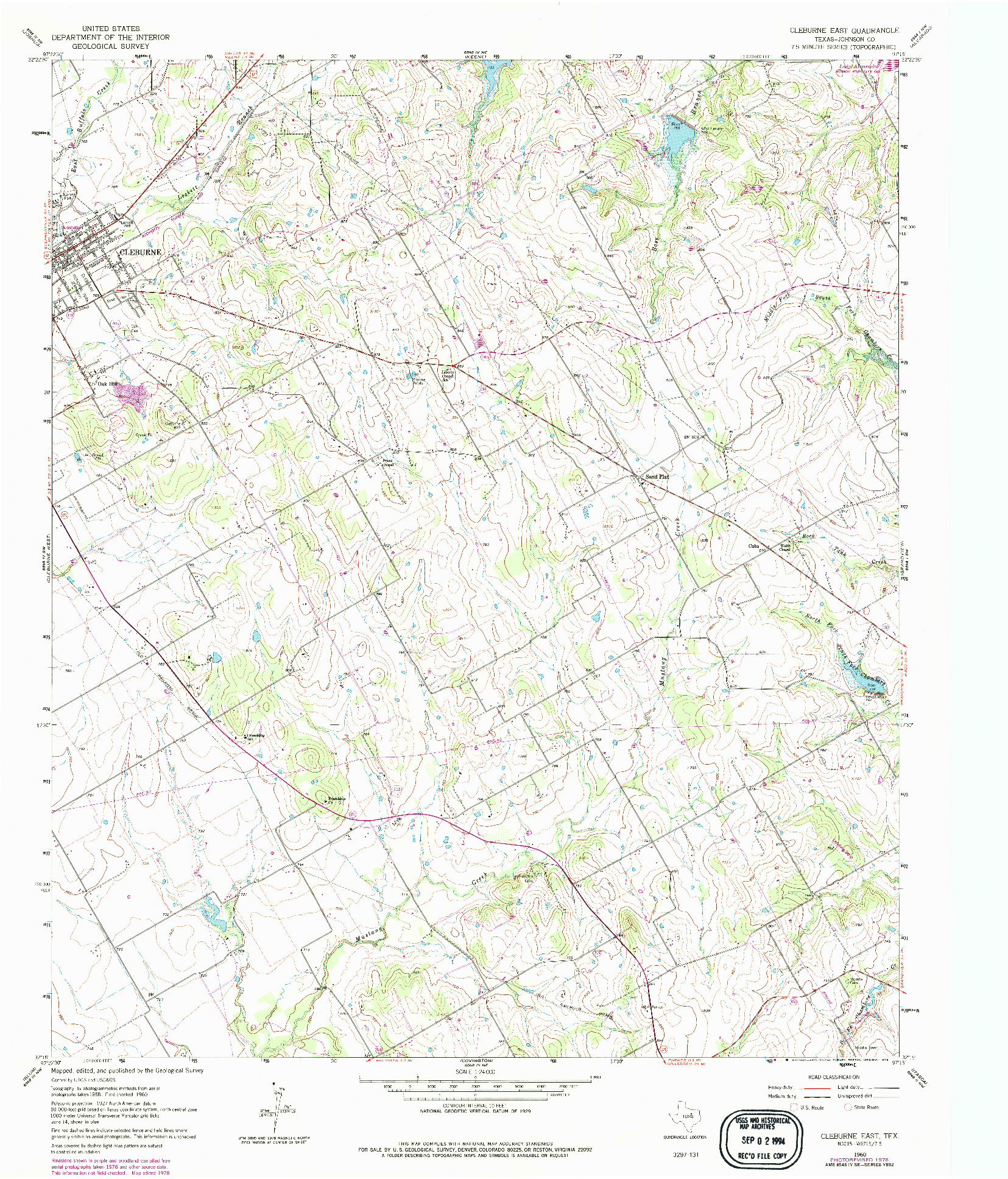 USGS 1:24000-SCALE QUADRANGLE FOR CLEBURNE EAST, TX 1960