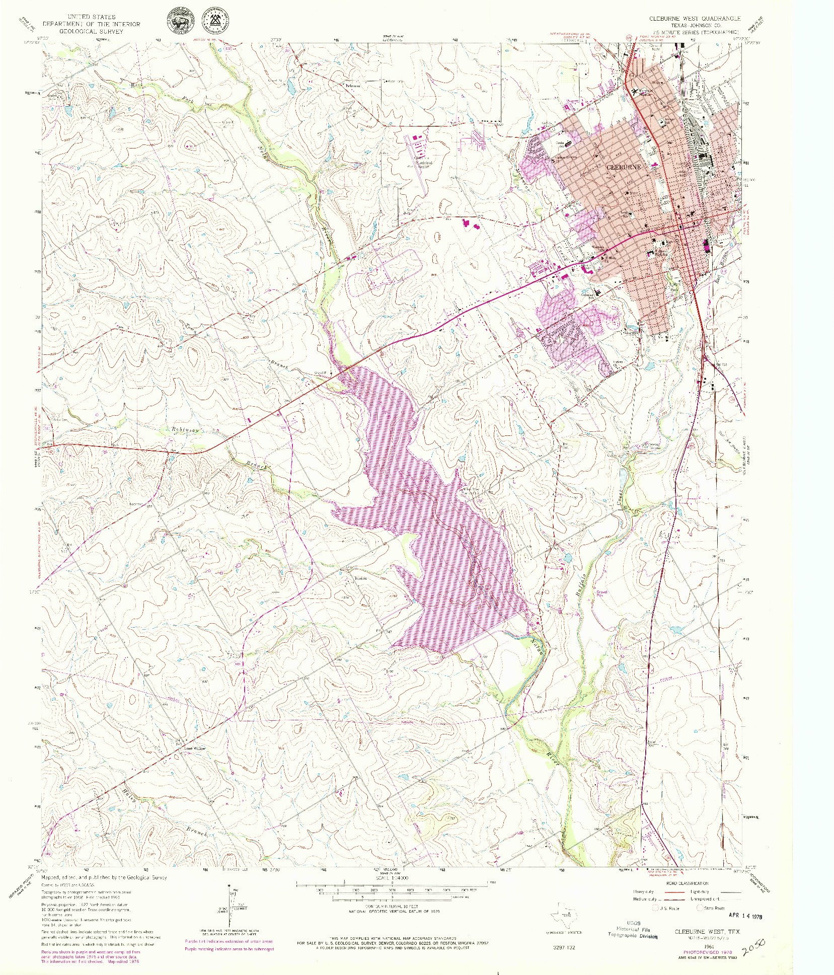 USGS 1:24000-SCALE QUADRANGLE FOR CLEBURNE WEST, TX 1961