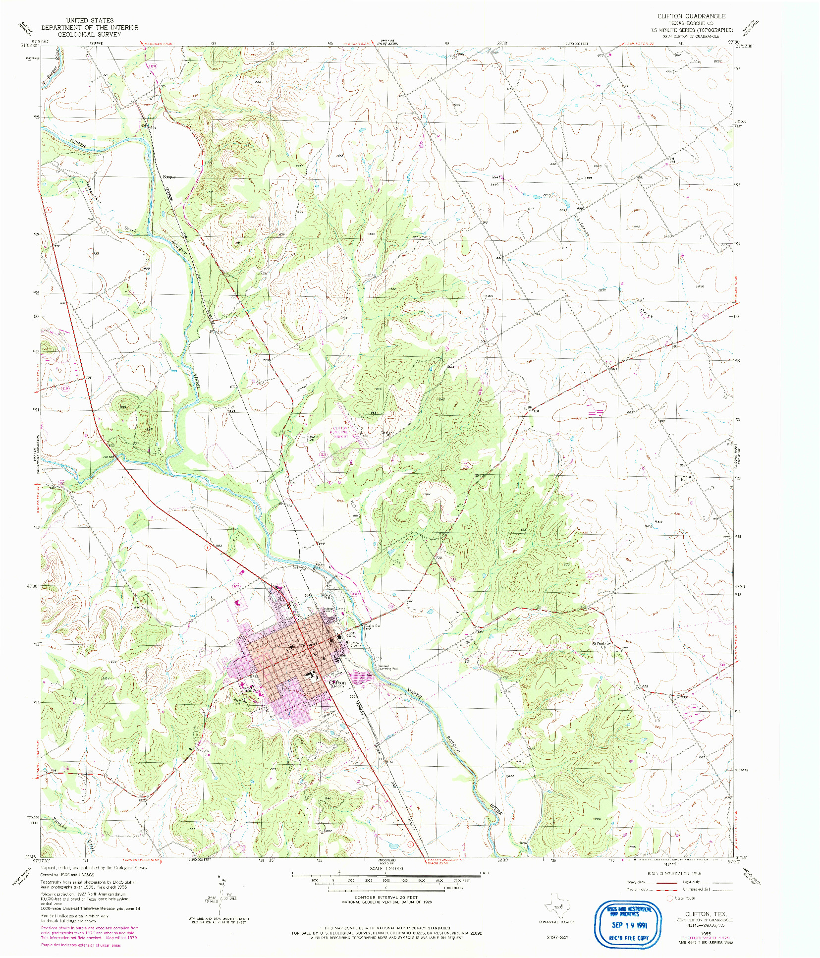 USGS 1:24000-SCALE QUADRANGLE FOR CLIFTON, TX 1955