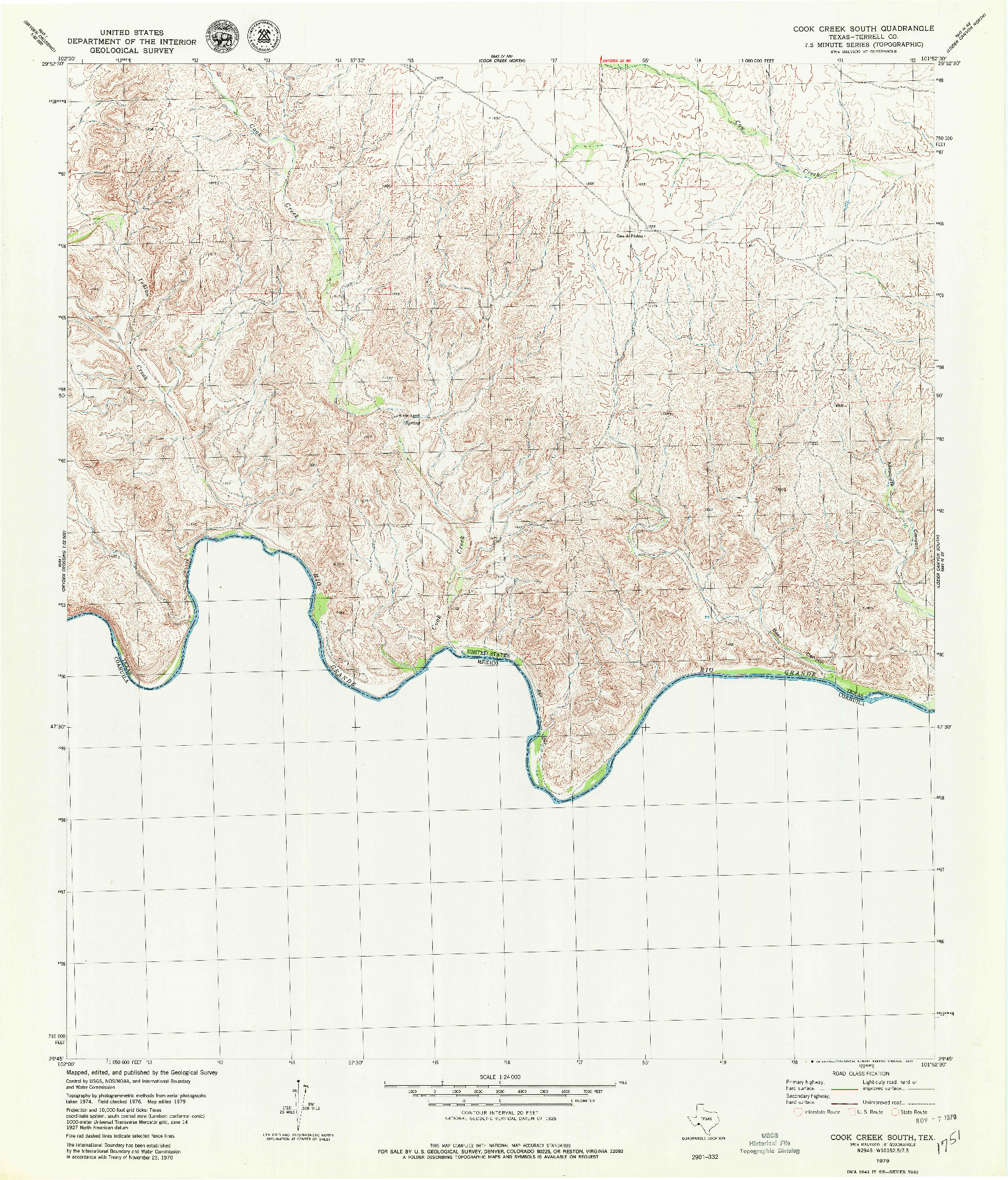 USGS 1:24000-SCALE QUADRANGLE FOR COOK CREEK SOUTH, TX 1979