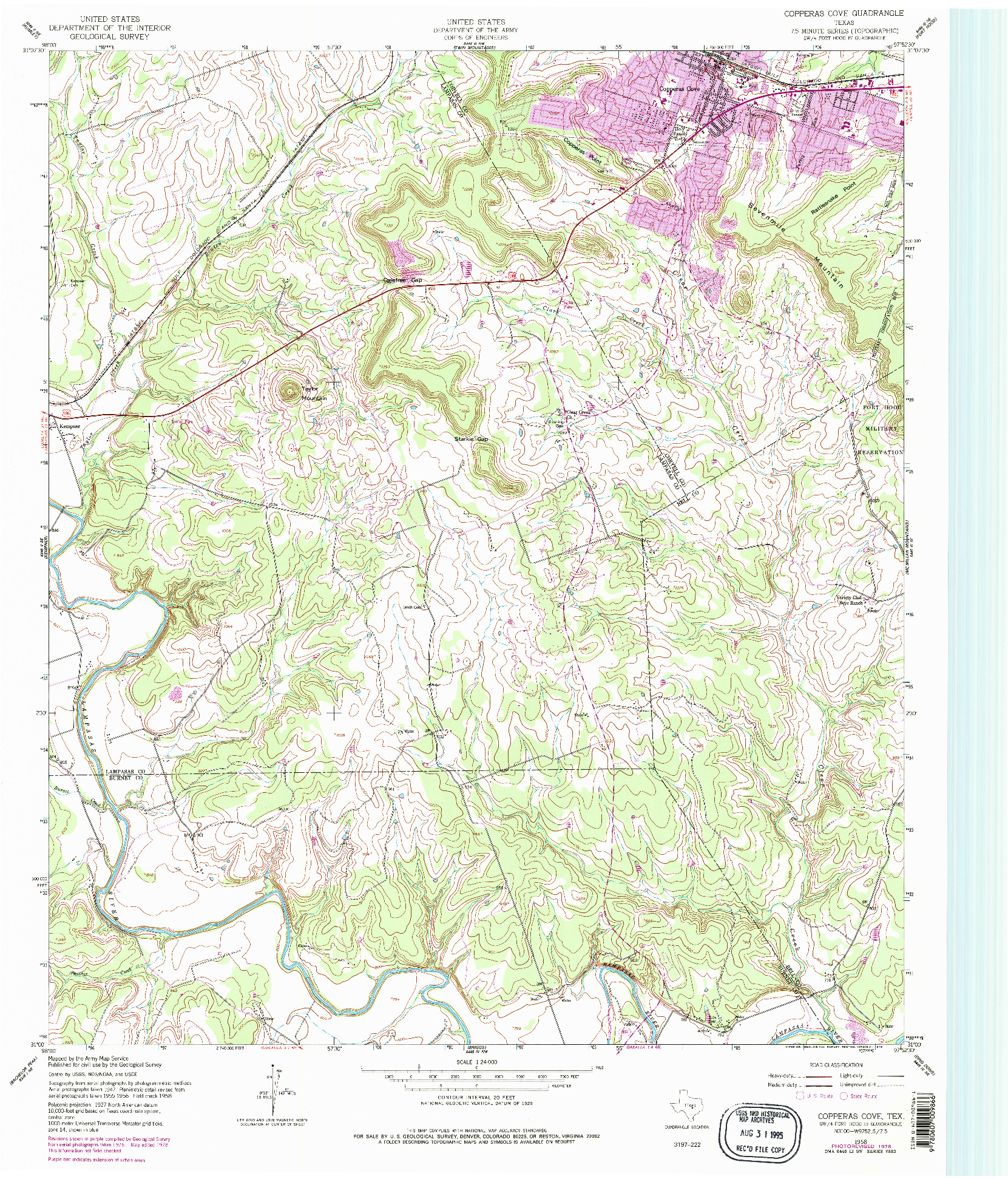 USGS 1:24000-SCALE QUADRANGLE FOR COPPERAS COVE, TX 1958