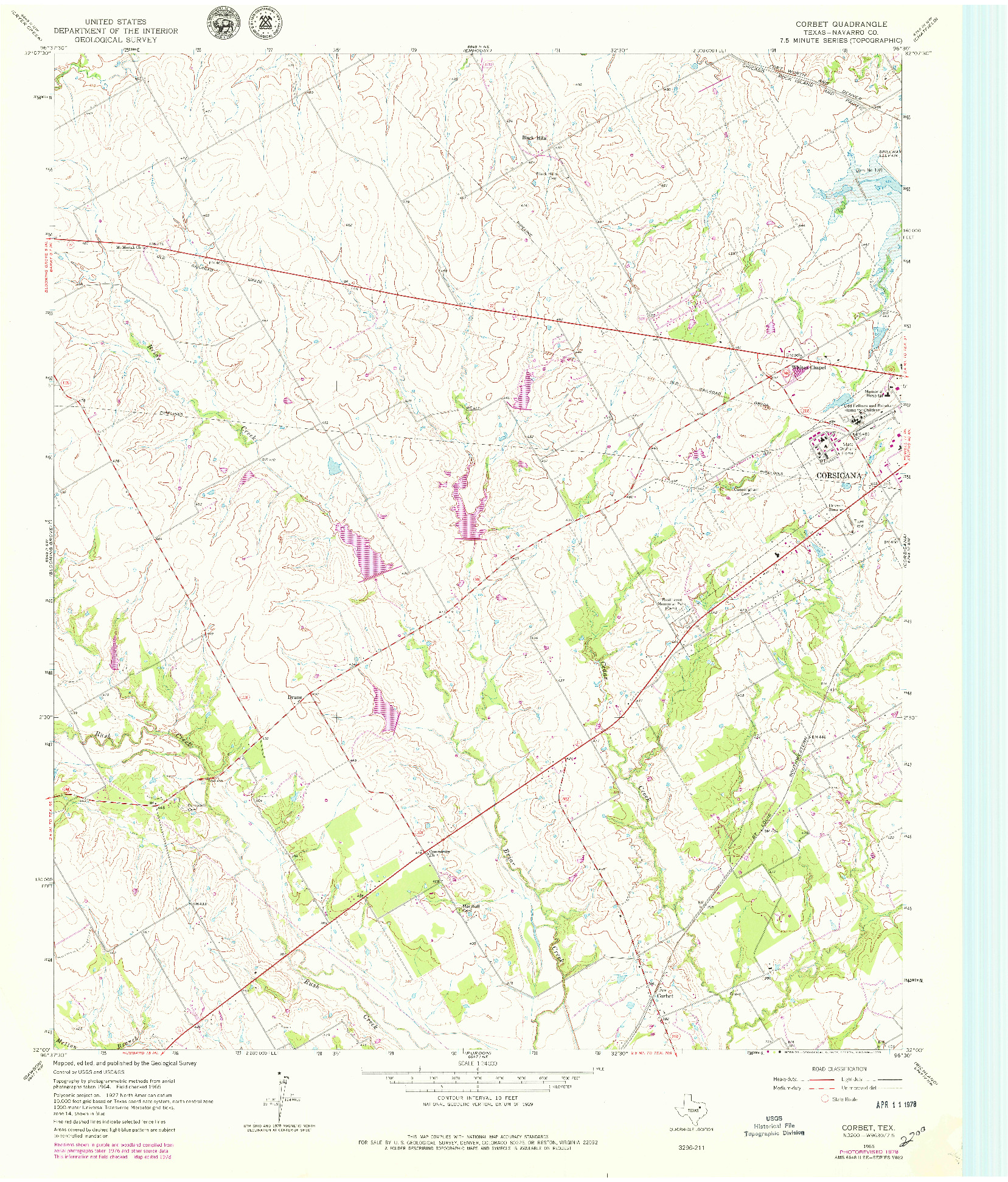 USGS 1:24000-SCALE QUADRANGLE FOR CORBET, TX 1965