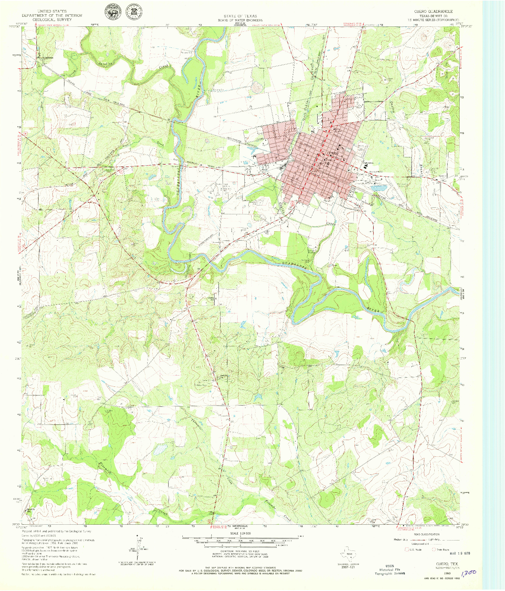 USGS 1:24000-SCALE QUADRANGLE FOR CUERO, TX 1960