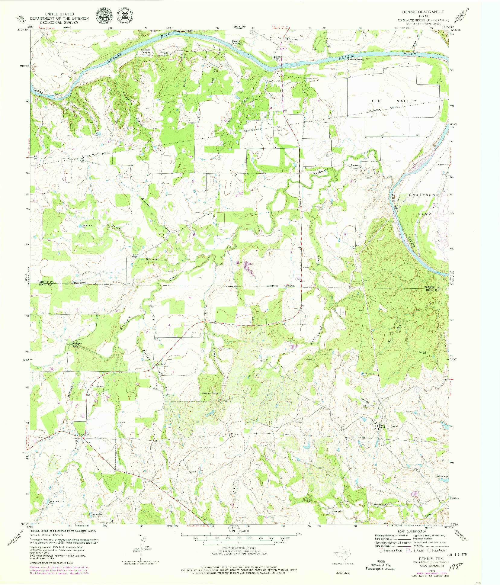 USGS 1:24000-SCALE QUADRANGLE FOR DENNIS, TX 1959