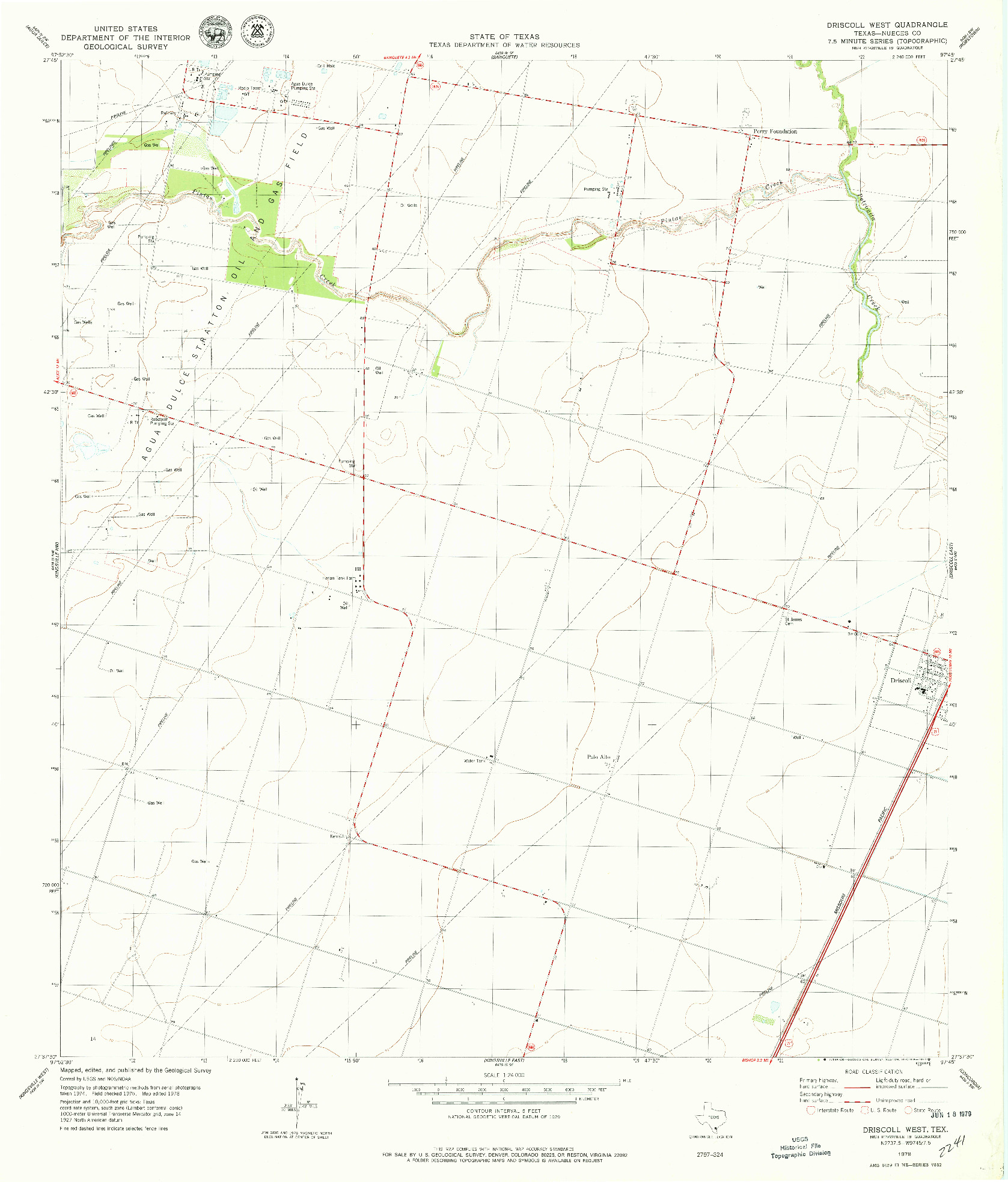 USGS 1:24000-SCALE QUADRANGLE FOR DRISCOLL WEST, TX 1978