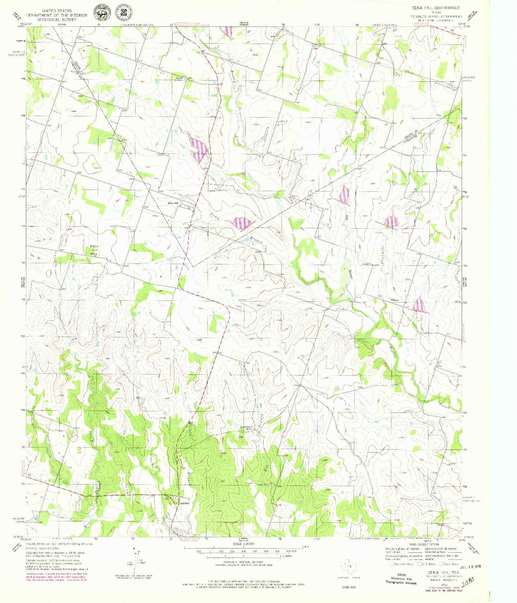 USGS 1:24000-SCALE QUADRANGLE FOR EDNA HILL, TX 1956