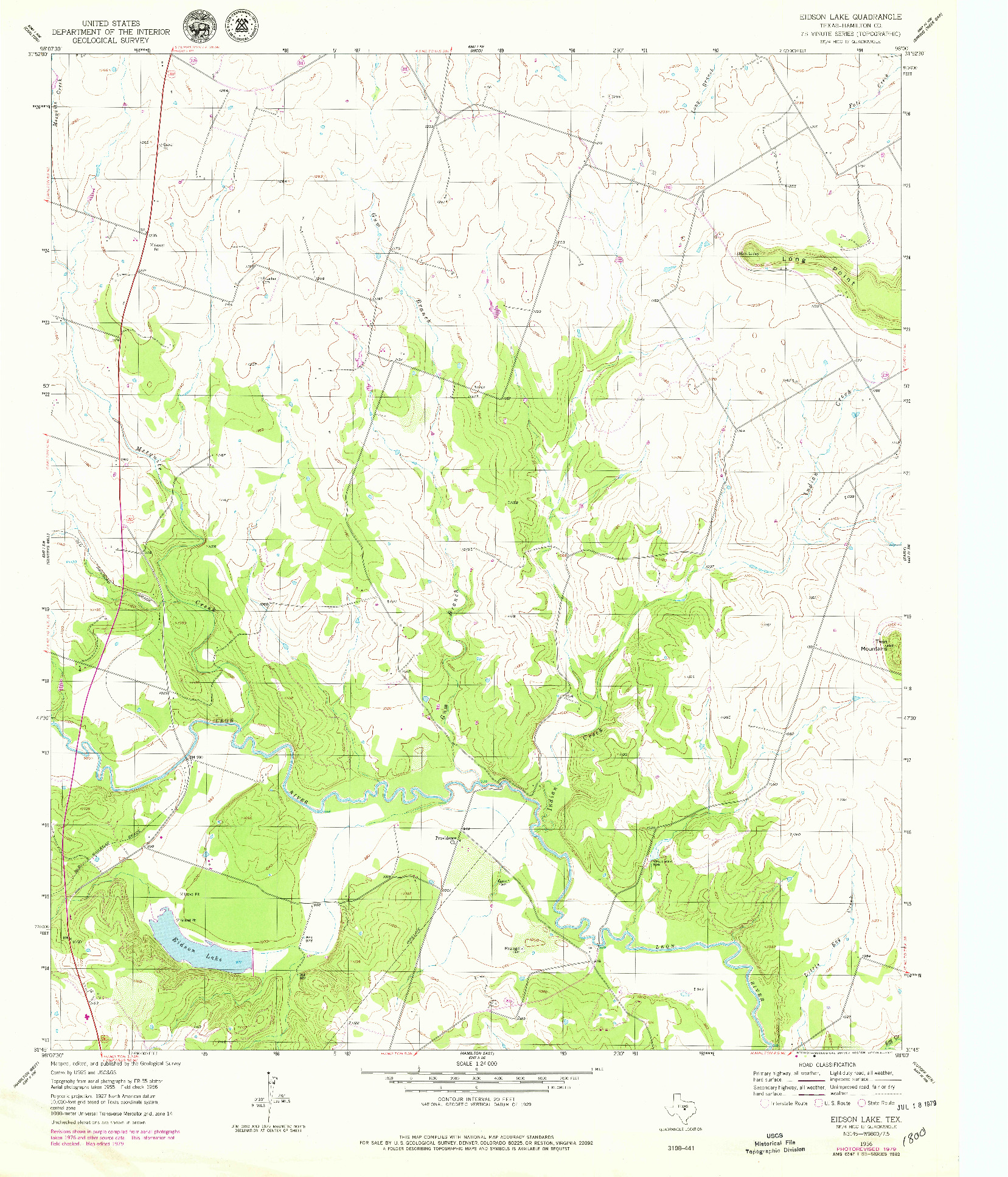 USGS 1:24000-SCALE QUADRANGLE FOR EIDSON LAKE, TX 1956