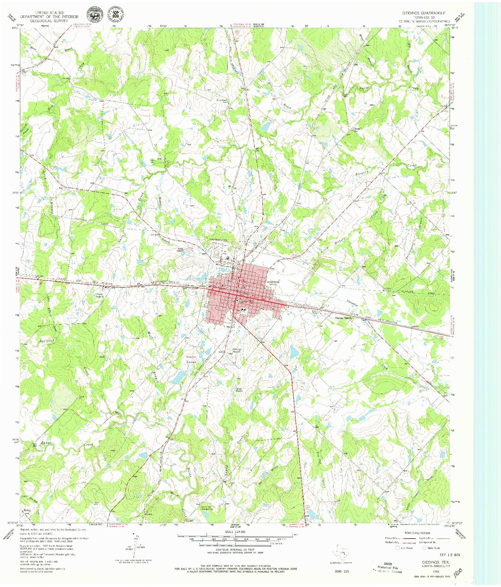 USGS 1:24000-SCALE QUADRANGLE FOR GIDDINGS, TX 1958