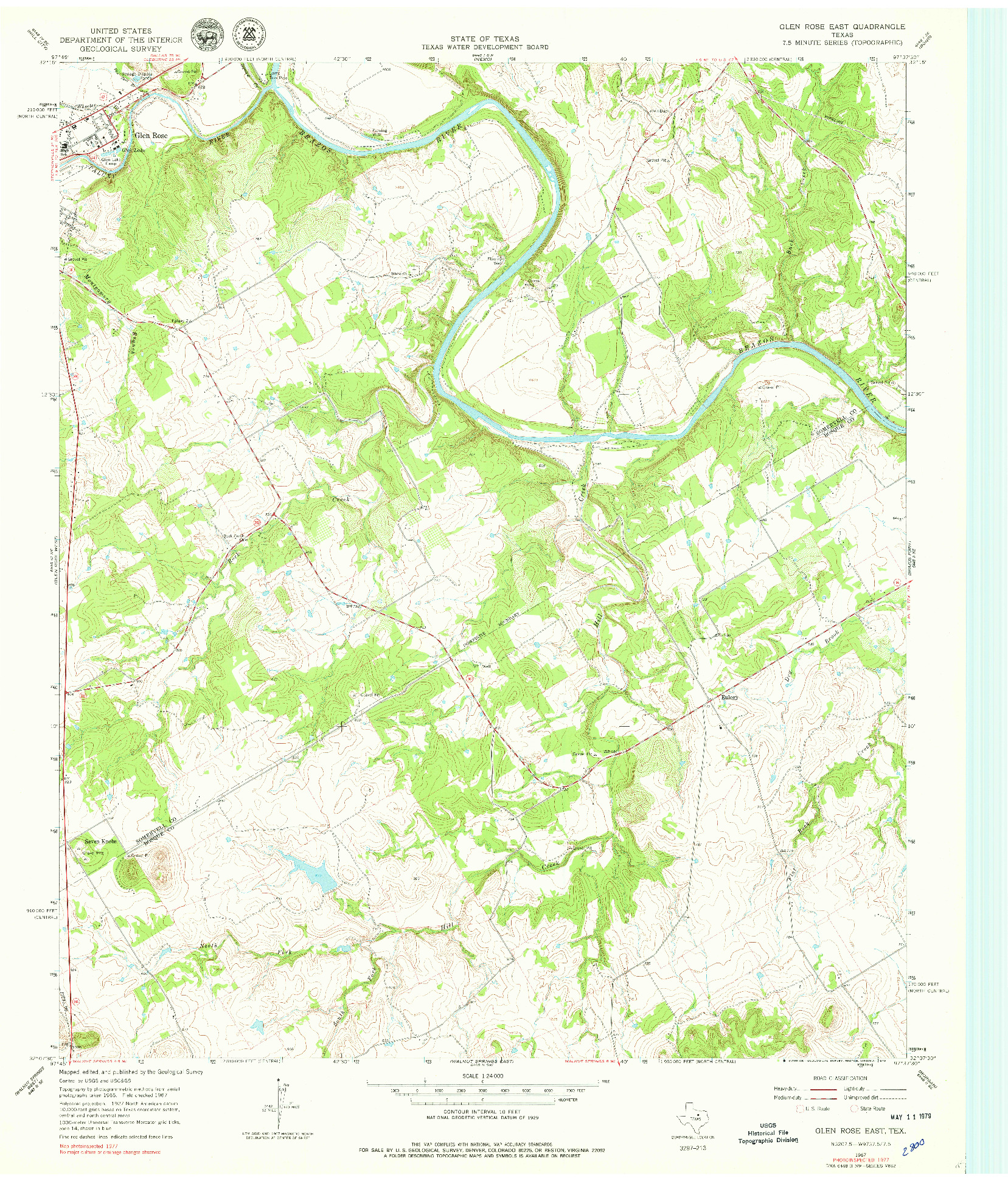 USGS 1:24000-SCALE QUADRANGLE FOR GLEN ROSE EAST, TX 1967